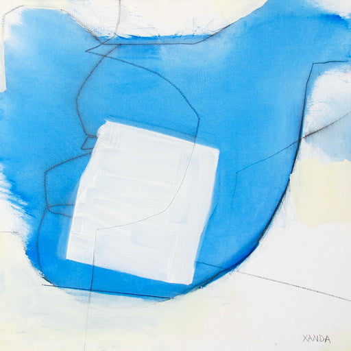 Artwork by Xanda McCagg, Blue White Line, Made of Oil and graphite on canvas 