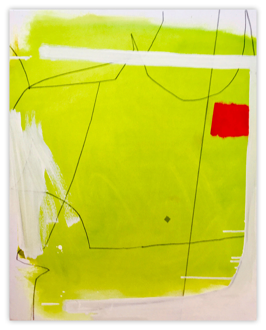 A painting with a red square in the middle of it.