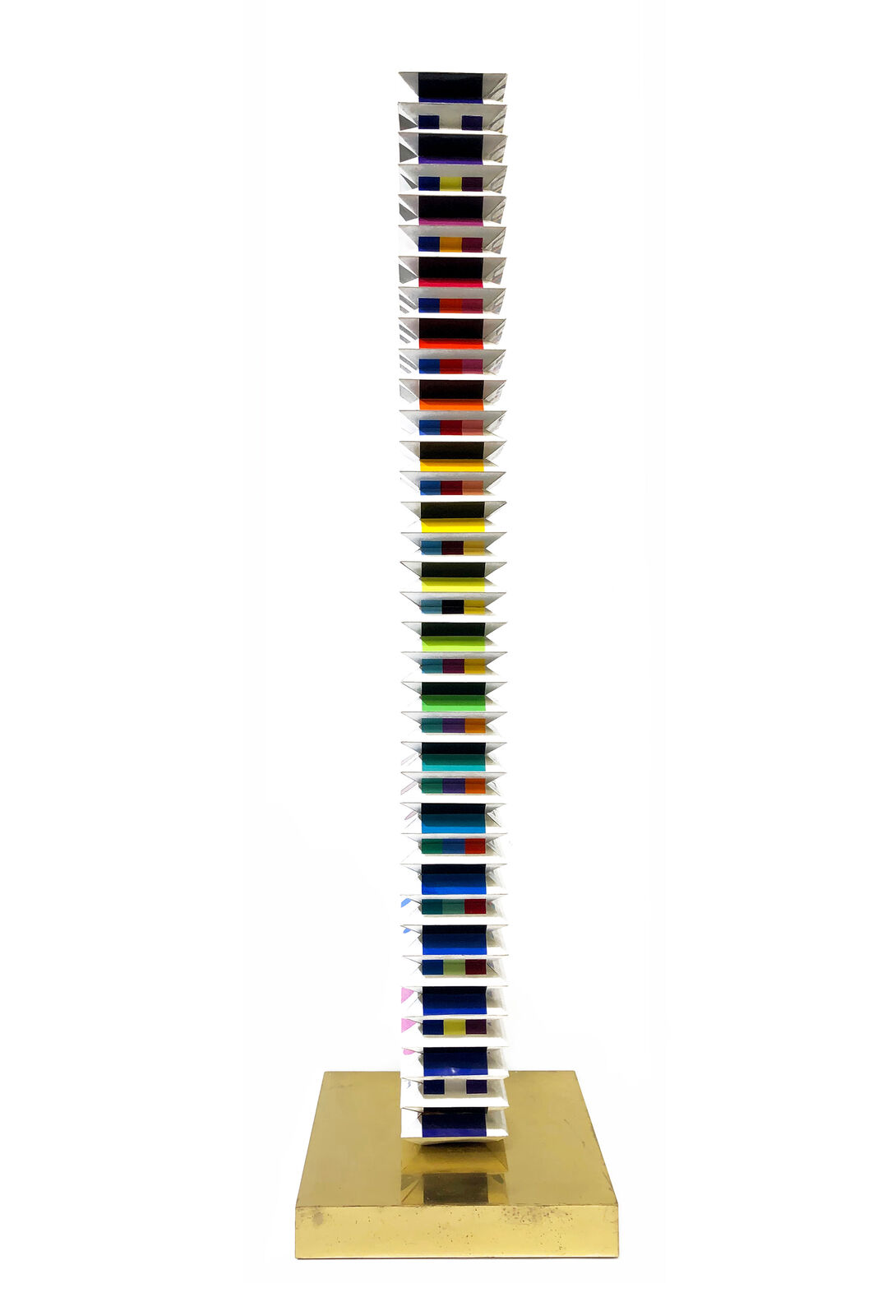 Artwork by Yaacov Agam, Beyond the Visible (multi dimensional tower sculpture), Made of Polymorph Screen Print On Folded Pvc 