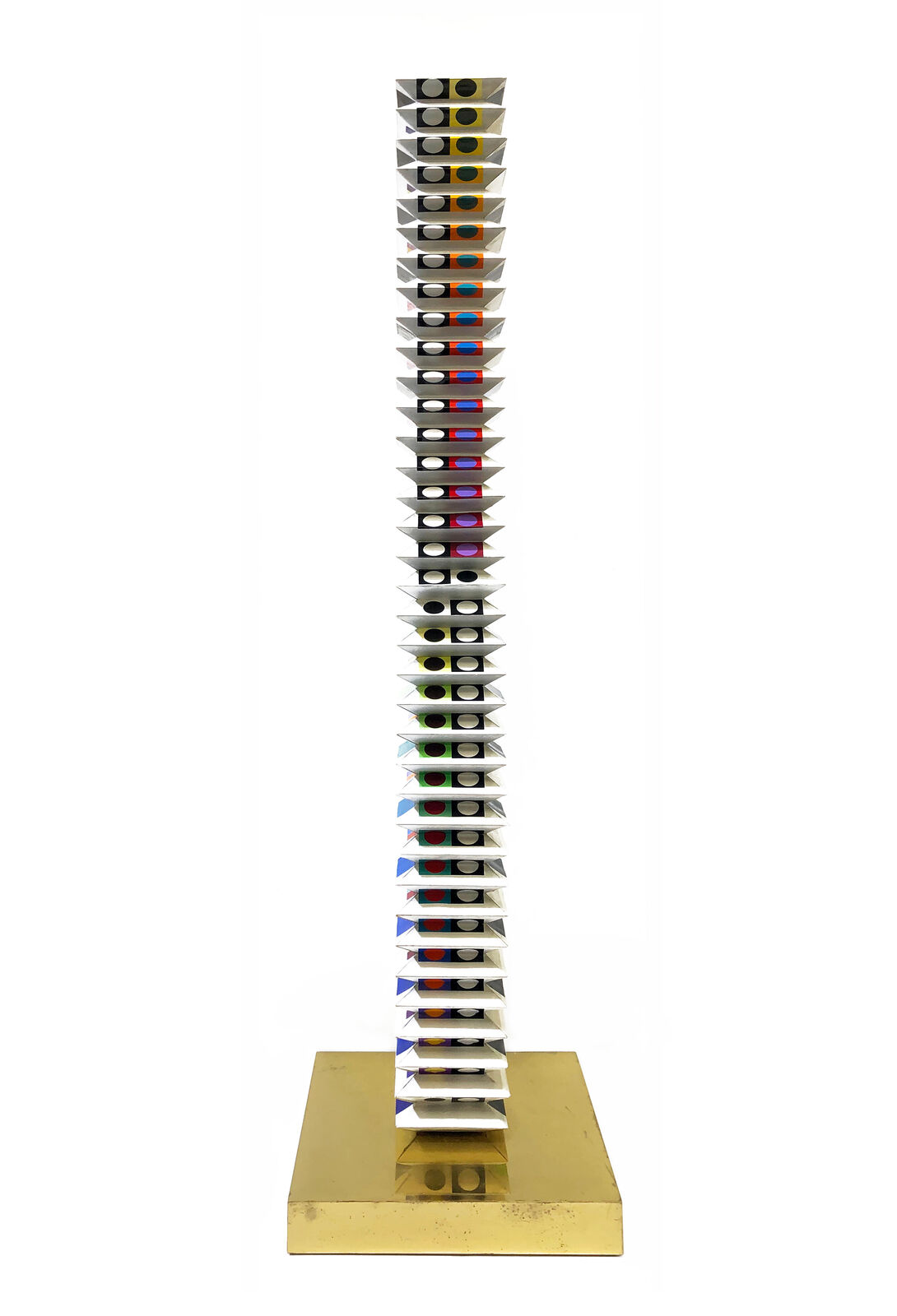 Artwork by Yaacov Agam, Beyond the Visible (multi dimensional tower sculpture), Made of Polymorph Screen Print On Folded Pvc 