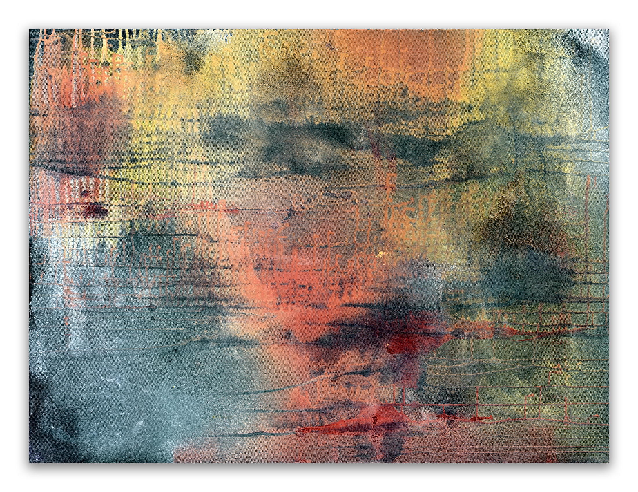 A painting of a colorful abstract painting on a white background.