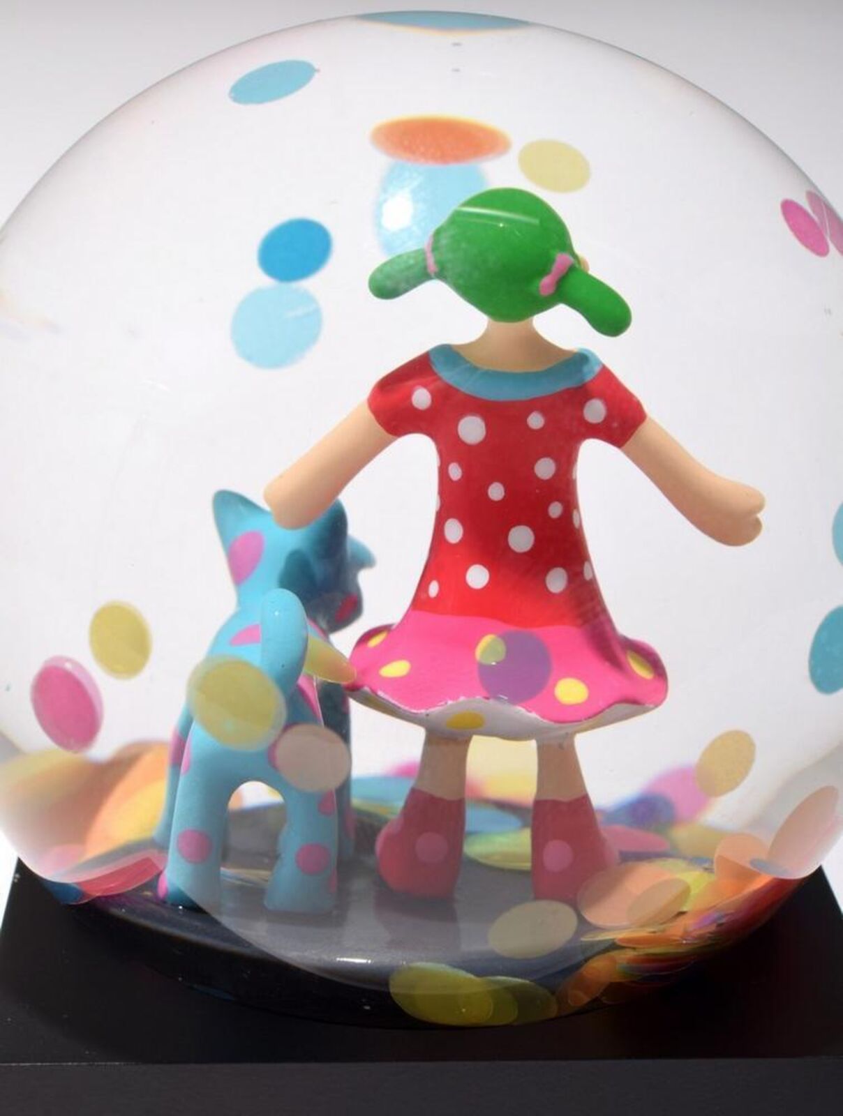 Artwork by Yayoi Kusama, Snow Globe (Hi, Konnichiwa!), Made of Glass, Polyresin and Water 