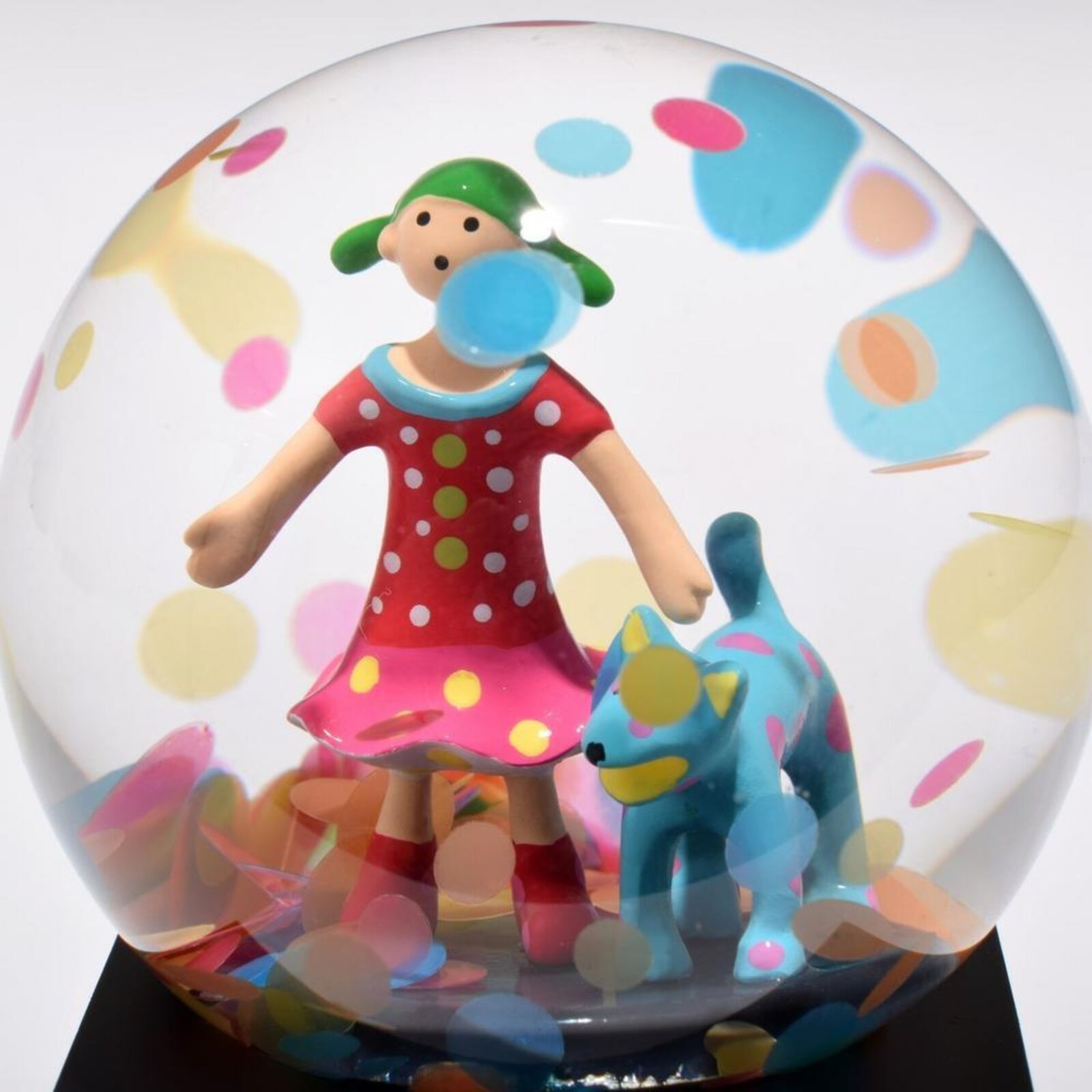 Artwork by Yayoi Kusama, Snow Globe (Hi, Konnichiwa!), Made of Glass, Polyresin and Water 