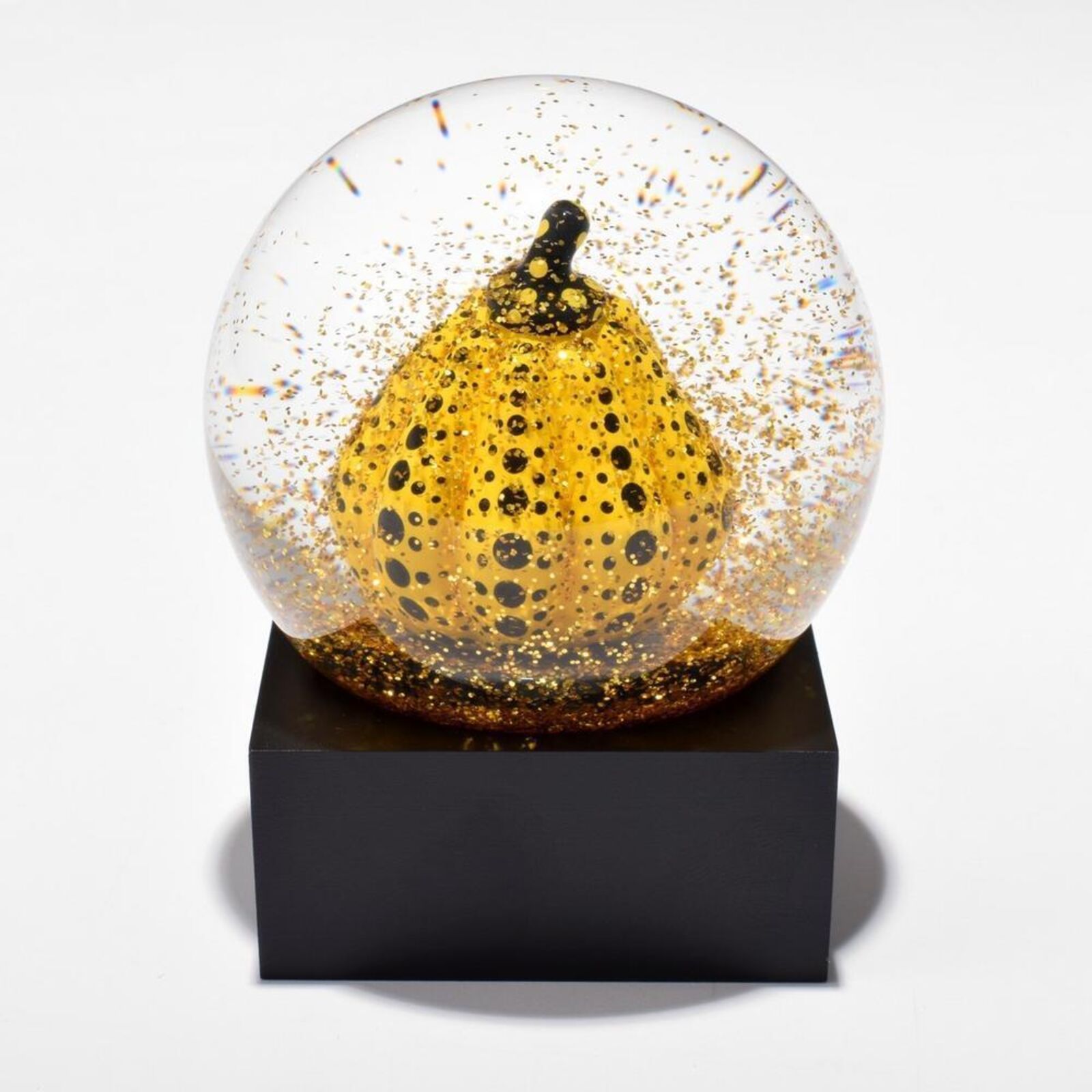 Artwork by Yayoi Kusama, Snow Globe (Yellow Pumpkin), Made of Glass, Polyresin and Water 