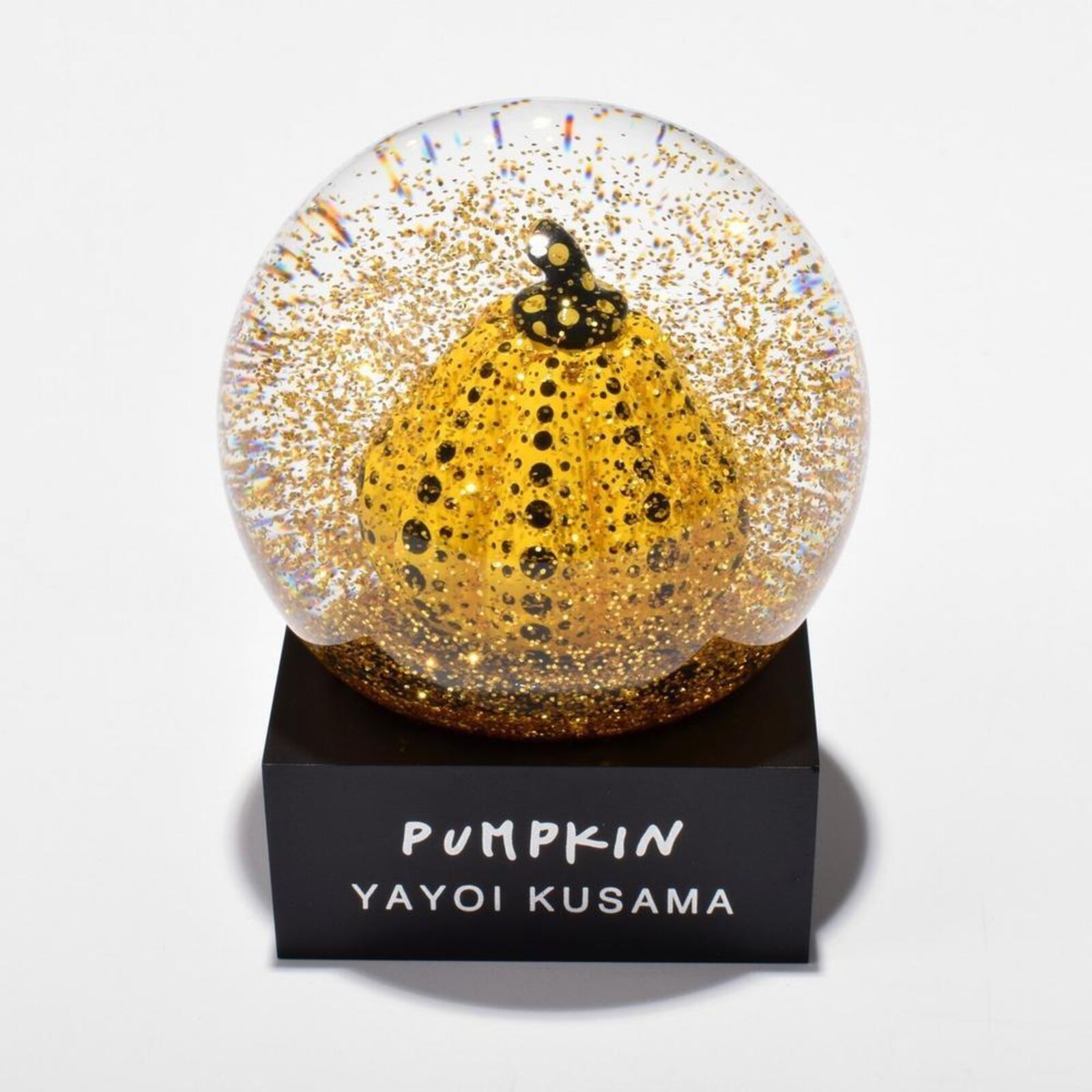 Artwork by Yayoi Kusama, Snow Globe (Yellow Pumpkin), Made of Glass, Polyresin and Water 