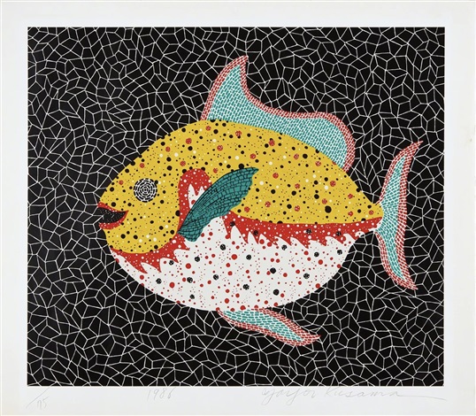 Artwork by Yayoi Kusama, Fish, Made of Screenprint in colors, on Izumi paper, with full margins 