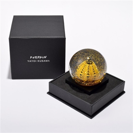 Artwork by Yayoi Kusama, Snow Globe (Yellow Pumpkin), Made of Glass, Polyresin and Water 