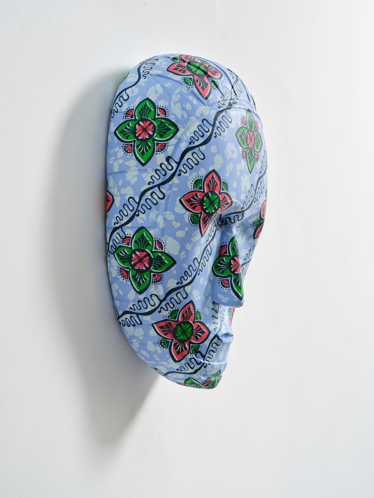Artwork by Yinka Shonibare, Hybrid Mask (Fang), Made of Hand painted wooden mask 