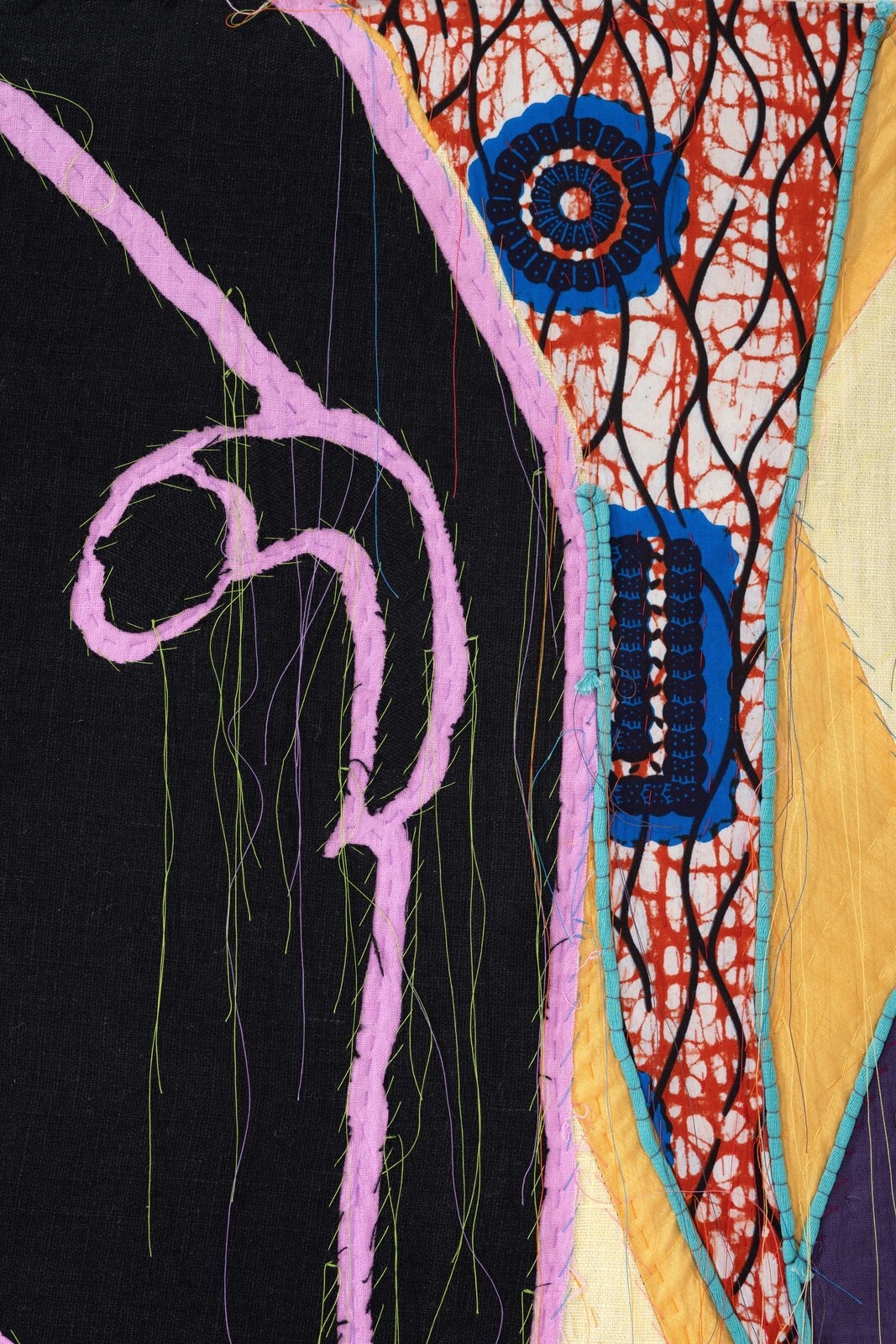 Artwork by Yinka Shonibare, Modern Magic I, Made of Patchwork, appliqué, embroidery and Dutch wax printed cotton textile 