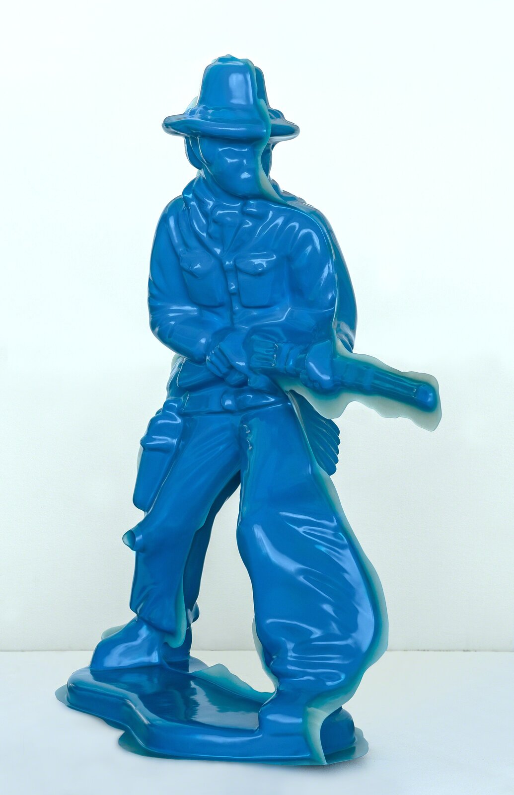 A translucent blue figure of a soldier holding a rifle.