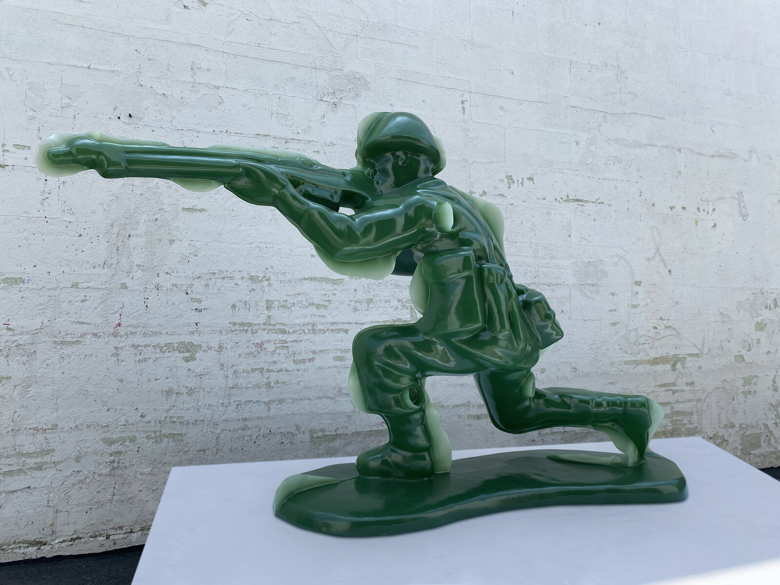 Artwork by Yoram Wolberger, Toy Soldier #5 (Kneeling Position), Made of 3D digital scanning, CNC digital sculpting, Reinforced Fiberglass Composite, Urethane 