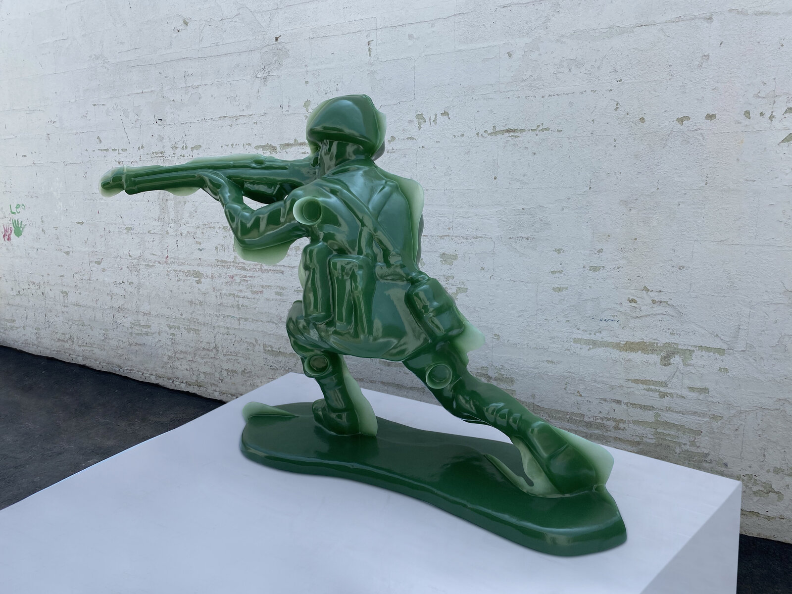 Artwork by Yoram Wolberger, Toy Soldier #5 (Kneeling Position), Made of 3D digital scanning, CNC digital sculpting, Reinforced Fiberglass Composite, Urethane 