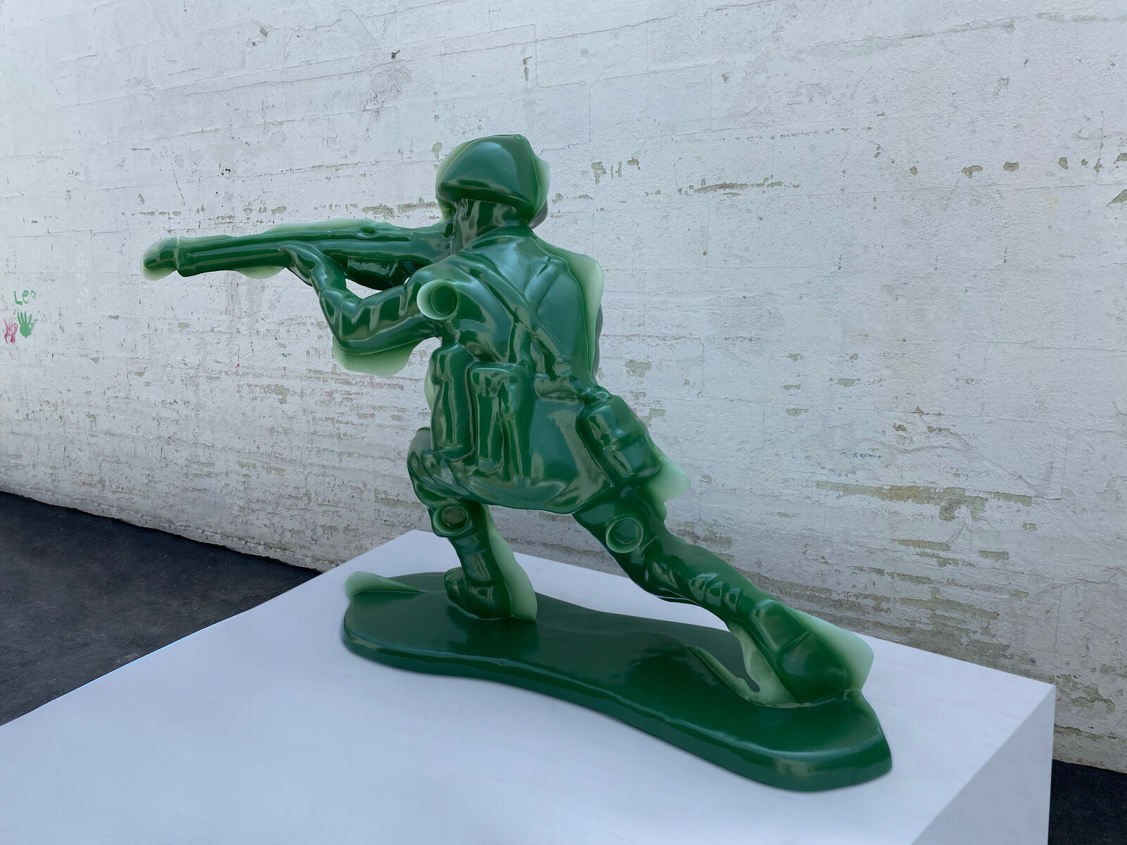 Artwork by Yoram Wolberger, Toy Soldier #5 (Kneeling Position), Made of 3D digital scanning, CNC digital sculpting, Reinforced Fiberglass Composite, Urethane 