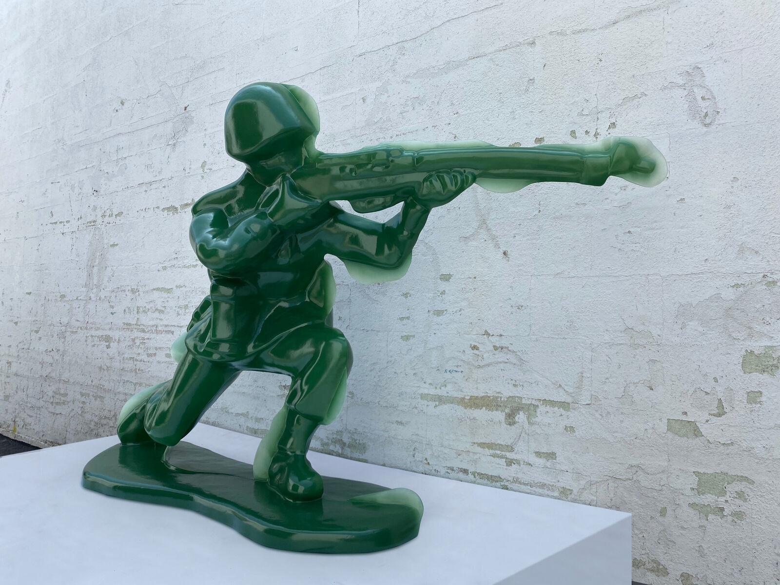Artwork by Yoram Wolberger, Toy Soldier #5 (Kneeling Position), Made of 3D digital scanning, CNC digital sculpting, Reinforced Fiberglass Composite, Urethane 