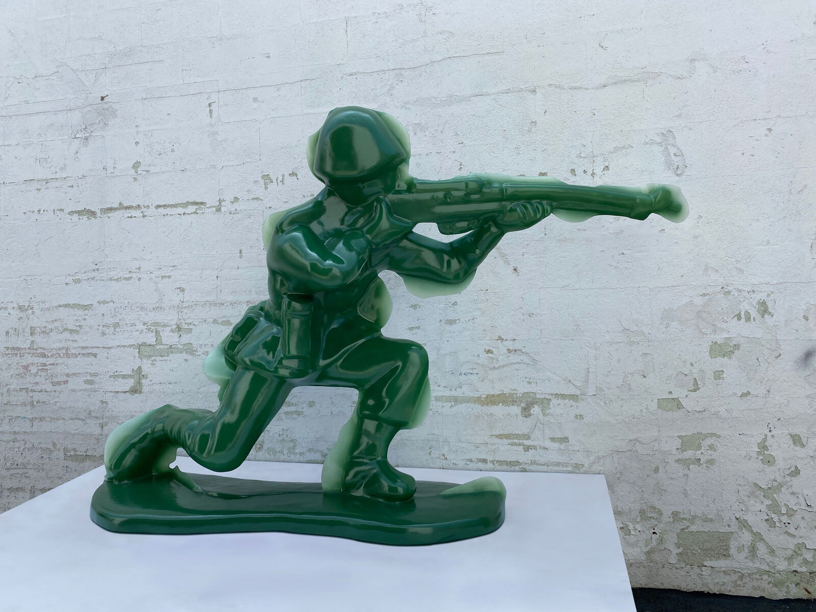 Artwork by Yoram Wolberger, Toy Soldier #5 (Kneeling Position), Made of 3D digital scanning, CNC digital sculpting, Reinforced Fiberglass Composite, Urethane 