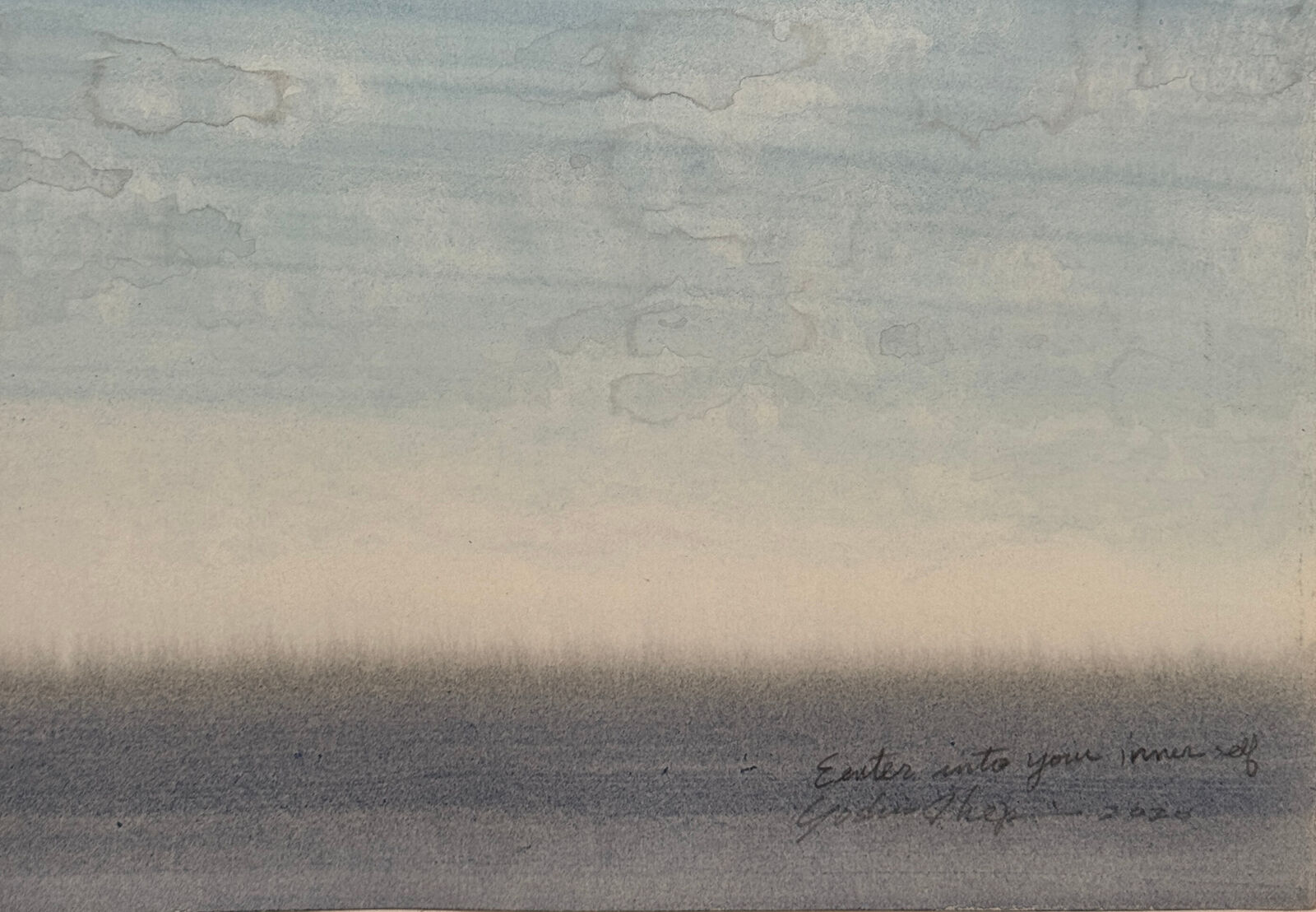 Artwork by Yoshio Ikezaki, Enter into your inner self, Made of Sumi ink and watercolor on paper 