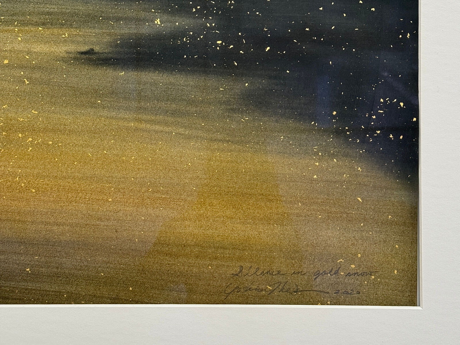 Artwork by Yoshio Ikezaki, Silence in gold snow, Made of Sumi ink and watercolor on paper 