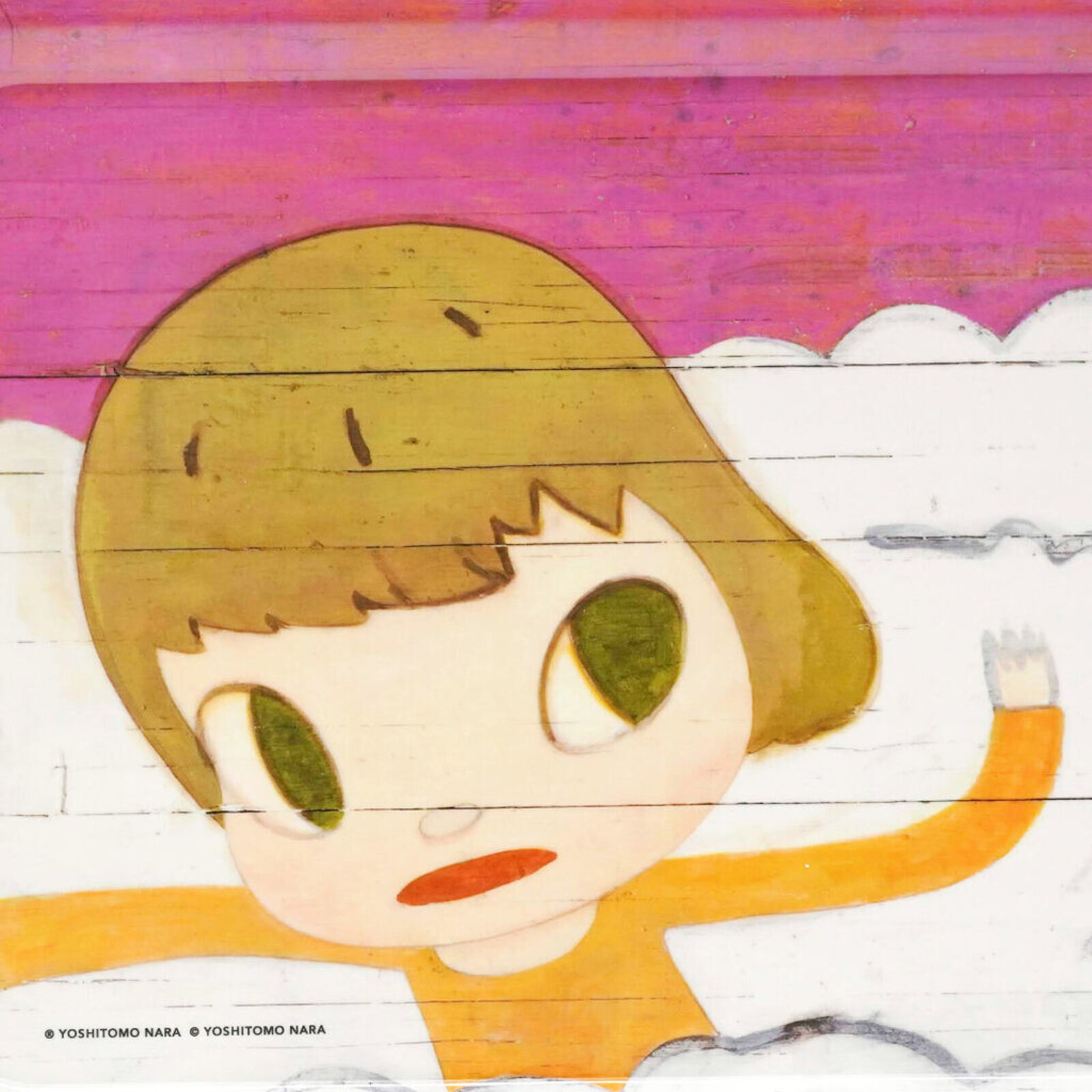 A rectangular tray with a drawing of a girl floating in the water.