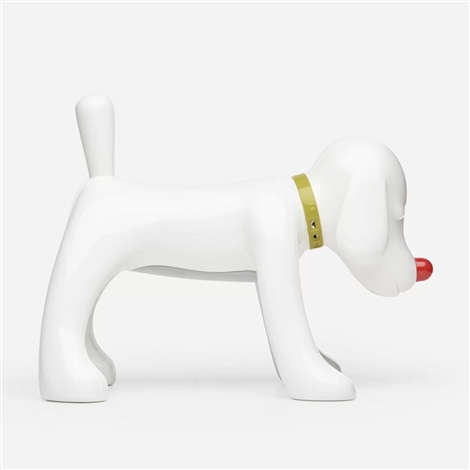 Artwork by Yoshitomo Nara, Doggy Radio, Made of Hand assembled polymer and fiberglass stereo with FM radio, Bluetooth, USB port, headphone jack and Yamaha speaker system 