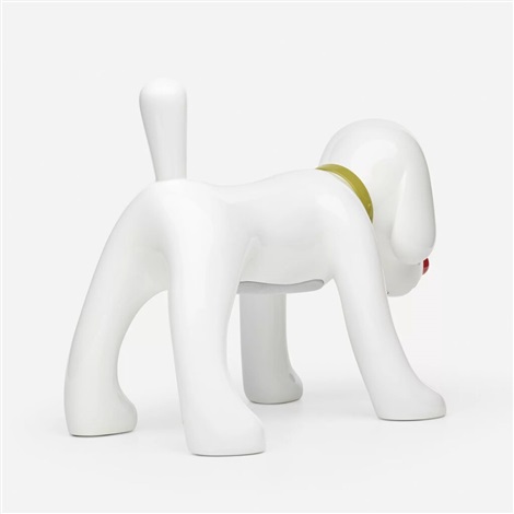 Artwork by Yoshitomo Nara, Doggy Radio, Made of Hand assembled polymer and fiberglass stereo with FM radio, Bluetooth, USB port, headphone jack and Yamaha speaker system 