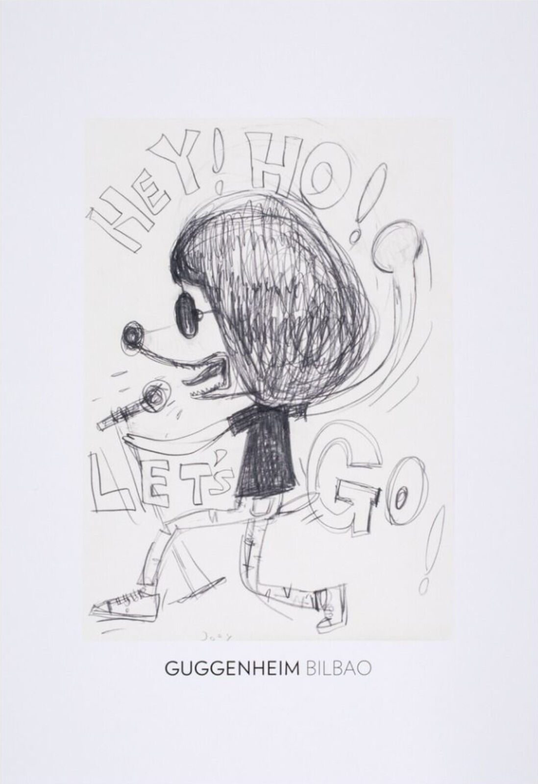 A drawing of a person with a microphone in their hand.