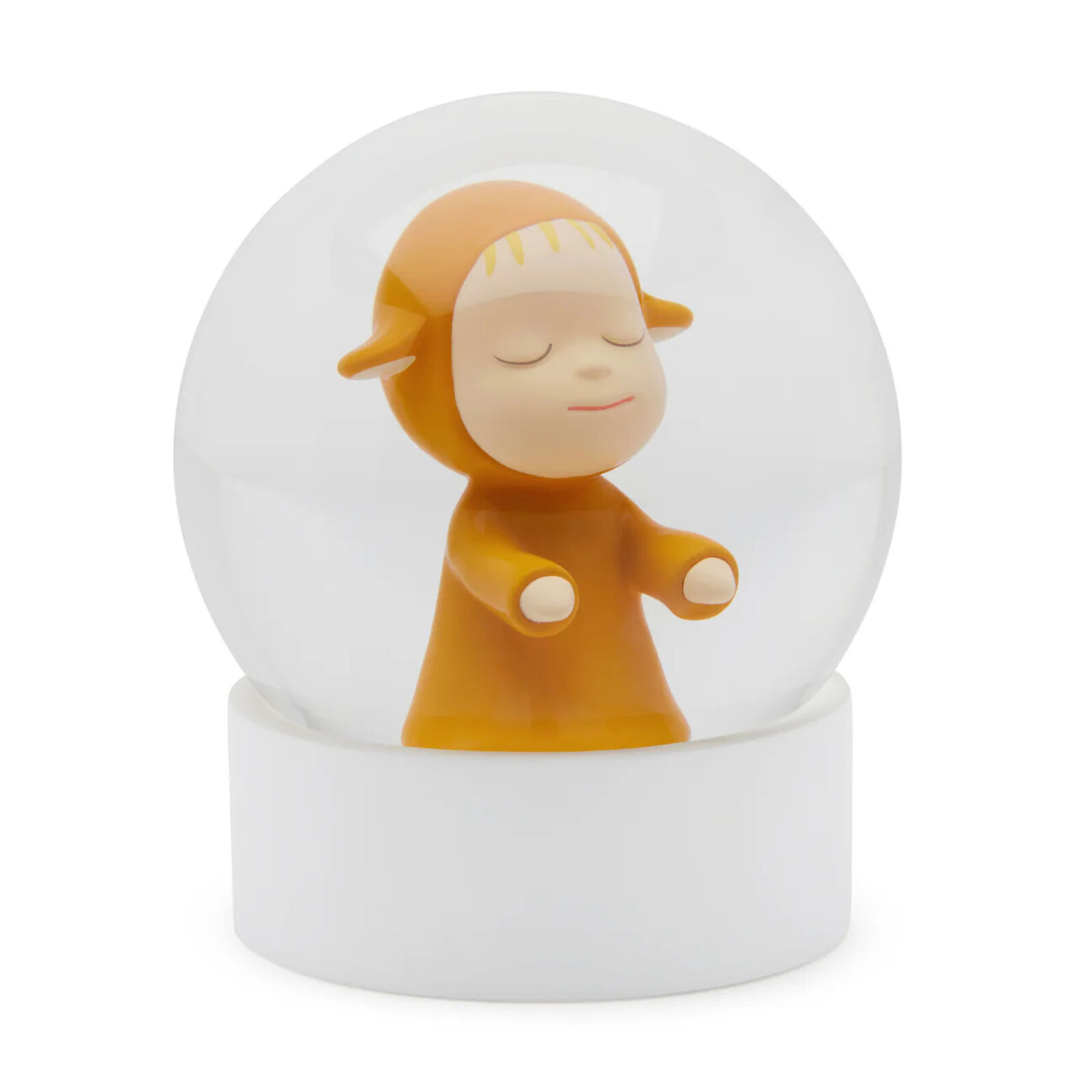 A snow globe with a little girl inside of it.