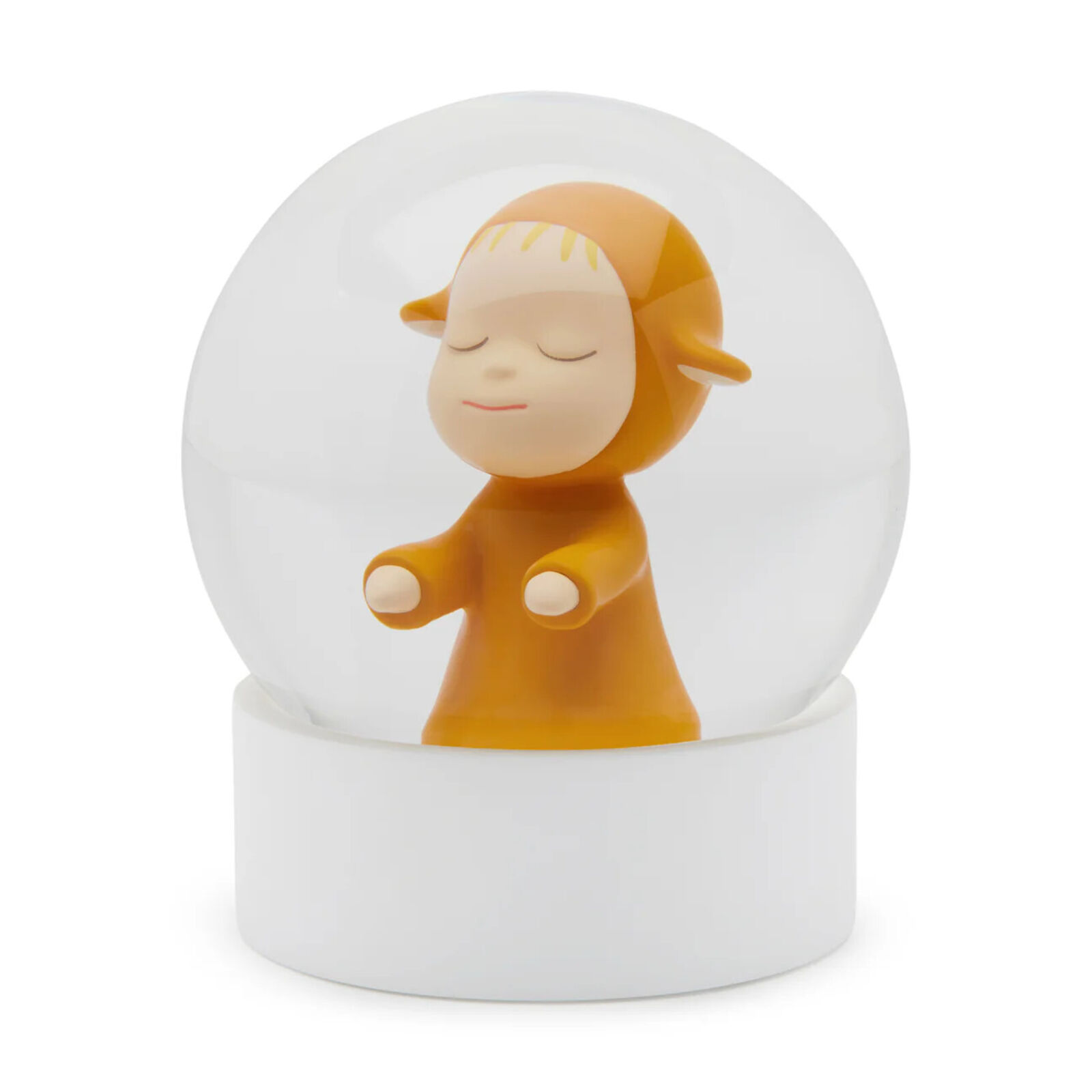 A snow globe with a little girl inside of it.