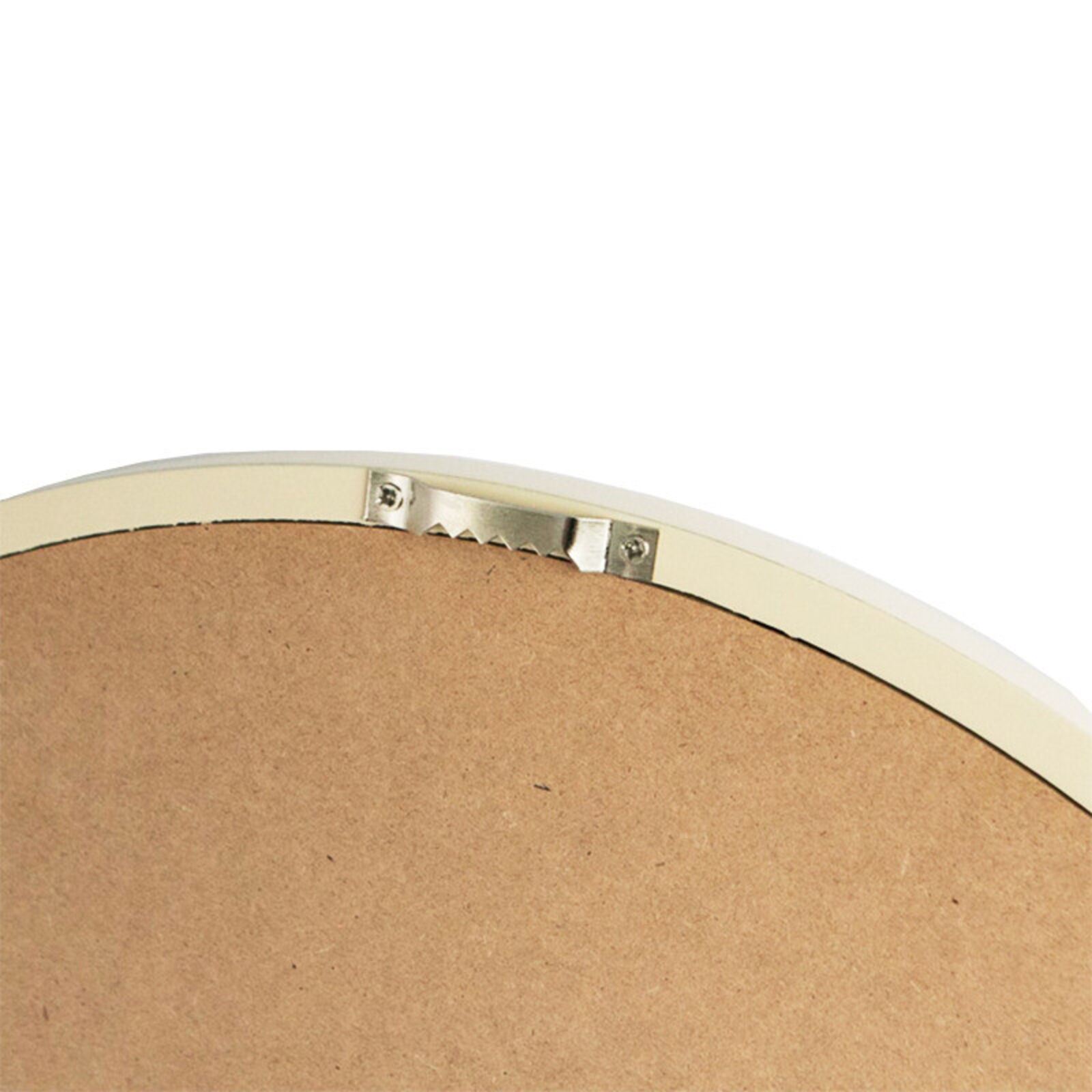 A round mirror with a drawing of a girl holding a flower.