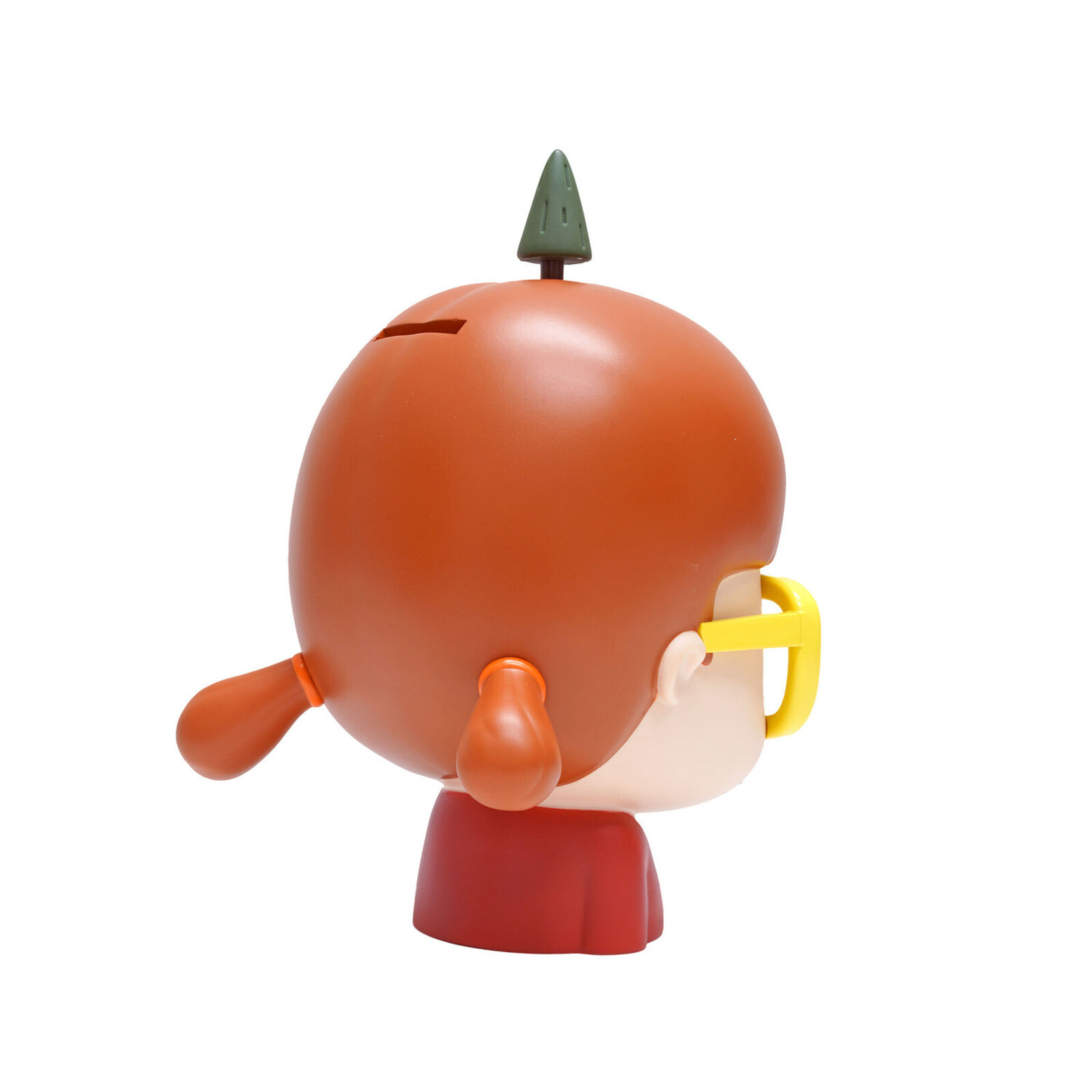 A small figurine of a boy wearing yellow glasses.