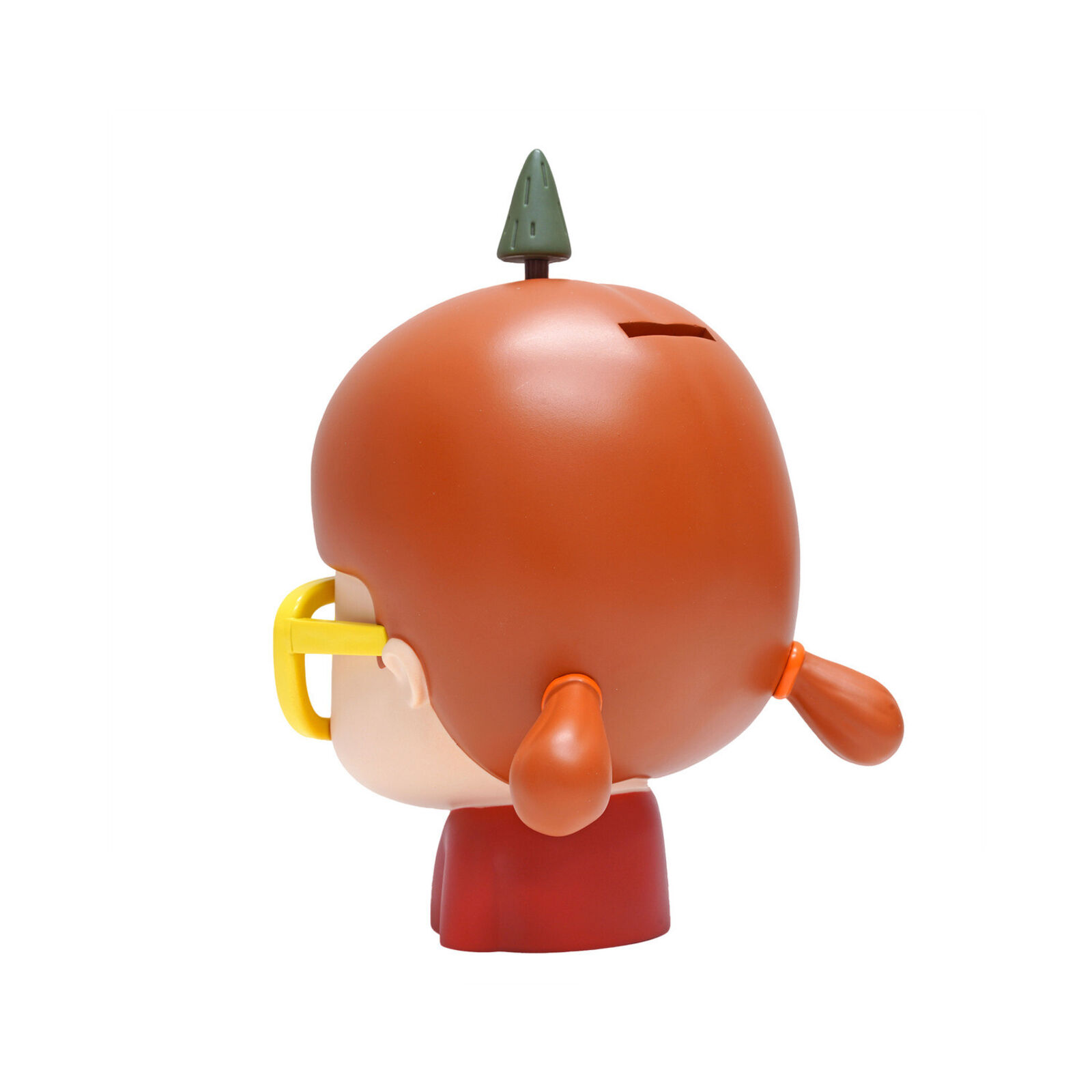 A small figurine of a boy wearing yellow glasses.