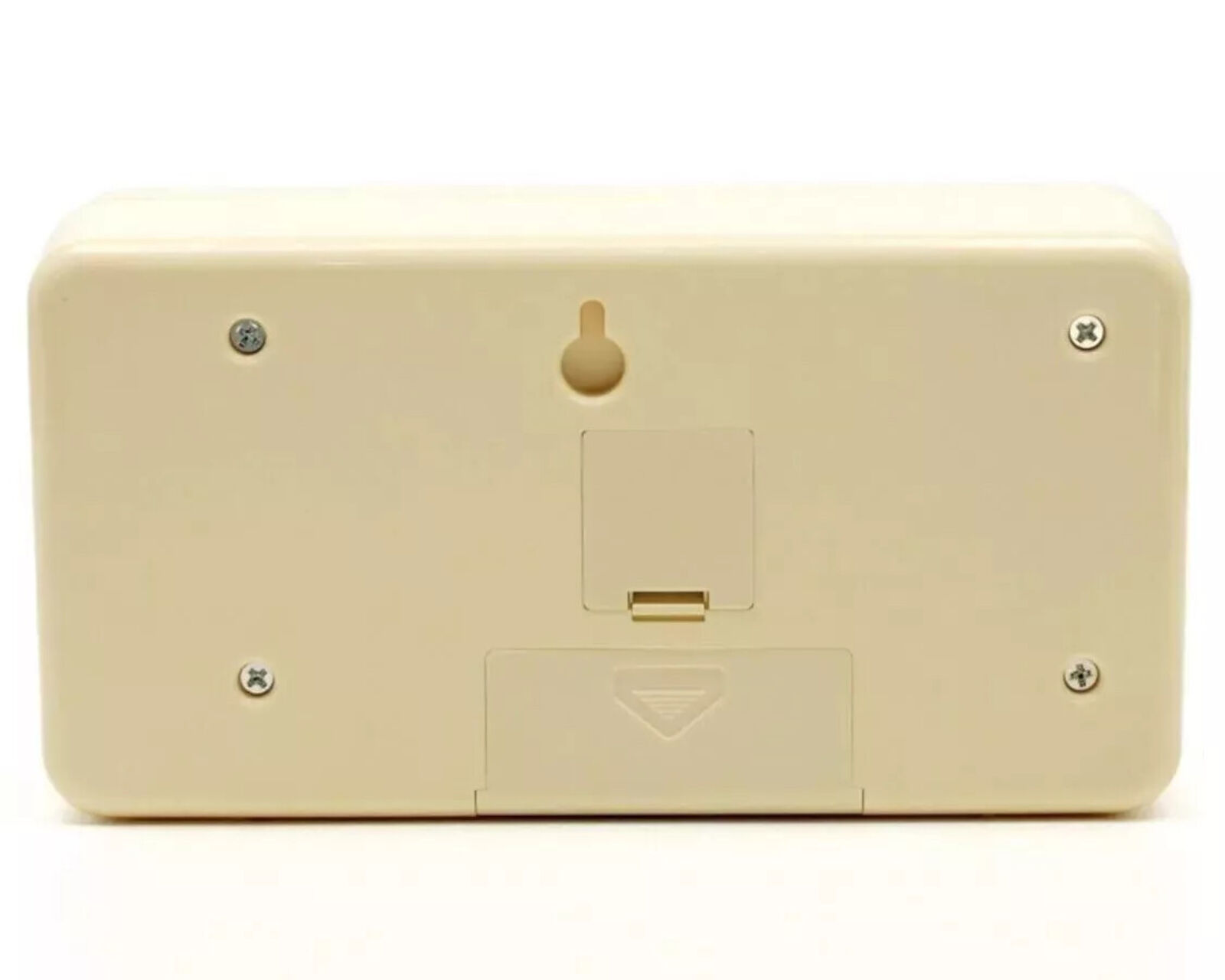 A digital clock with a picture of a man and a woman on it.