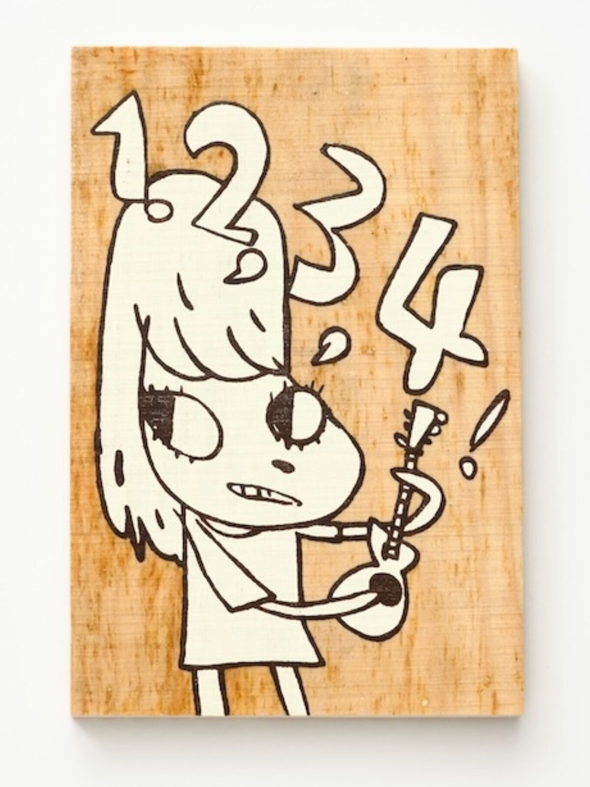 A drawing of a girl playing a guitar.