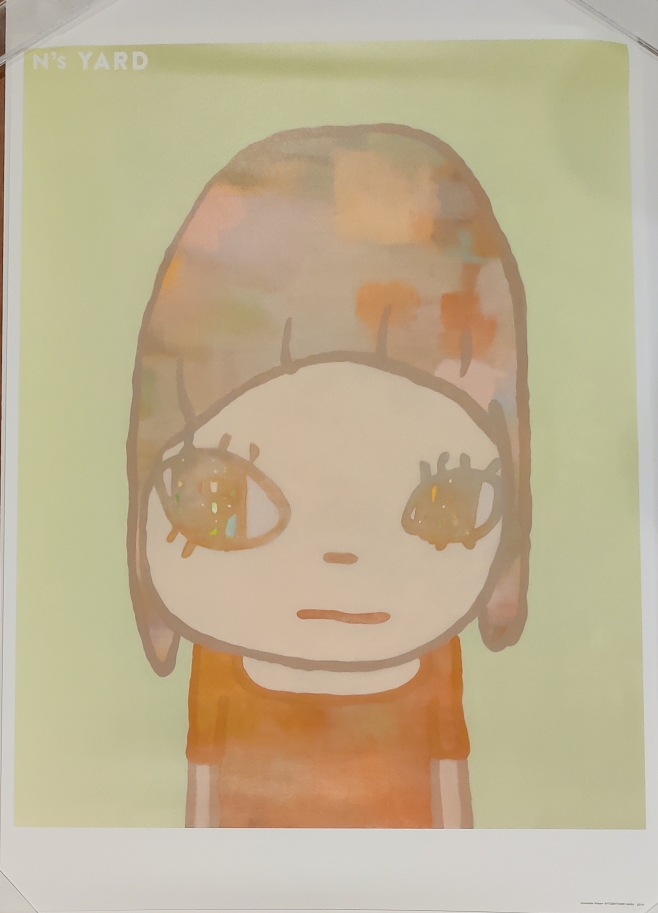 A watercolor painting of a girl with brown eyes.