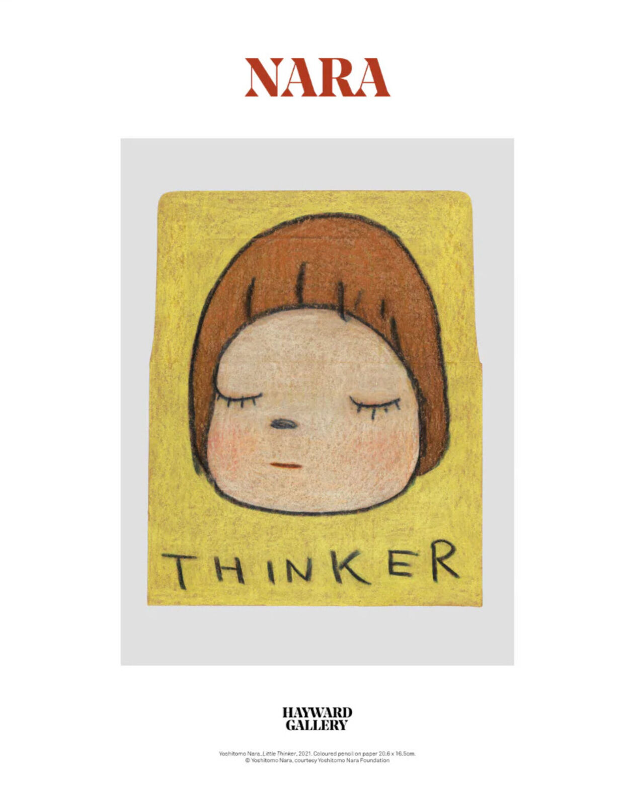 A drawing of a girl's face with the words "Thinker" written on it.