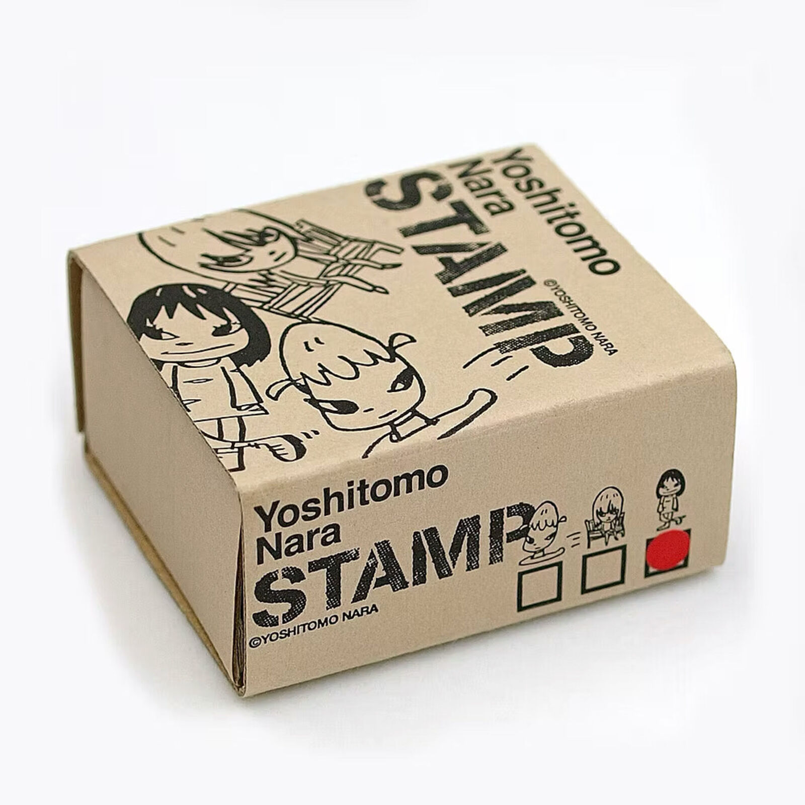 A rubber stamp with a drawing of a girl in a dress.