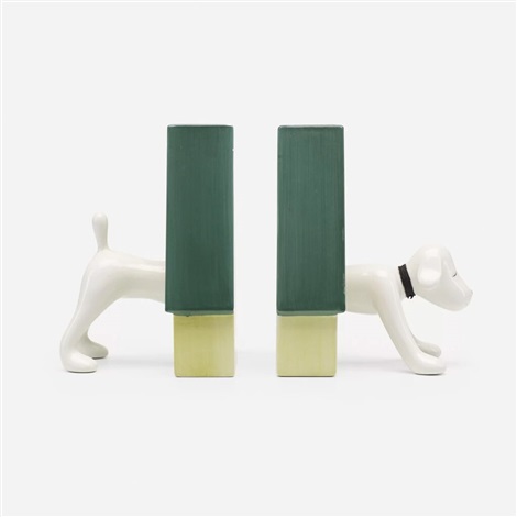 Artwork by Yoshitomo Nara, Puppy Bookends, Made of Glazed porcelain 