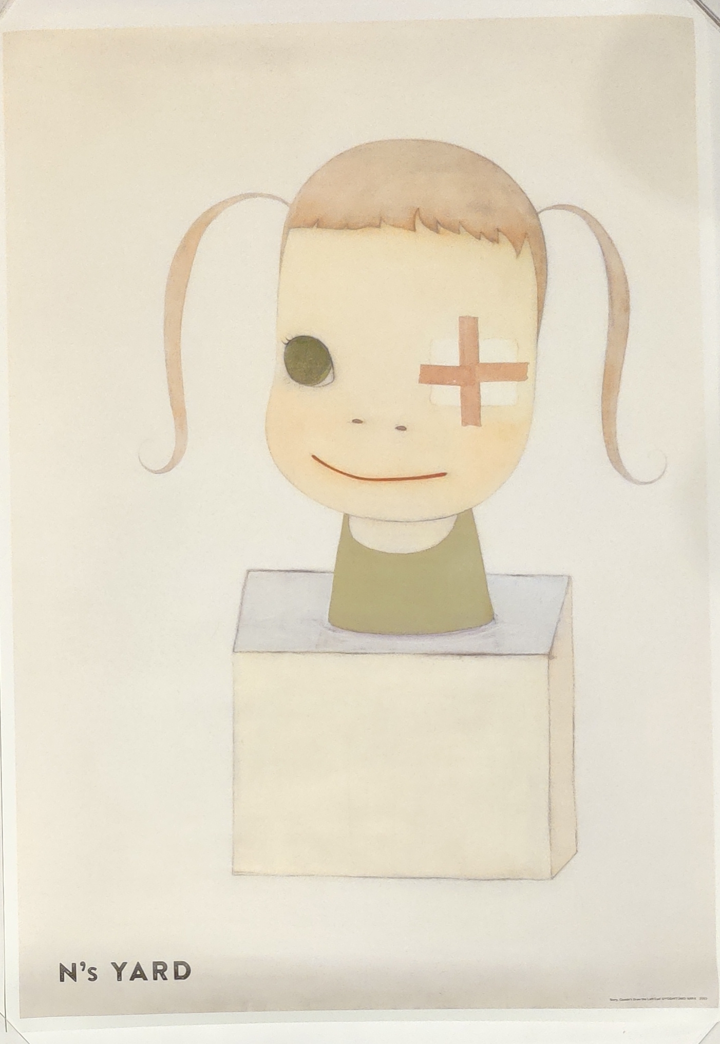 A drawing of a girl with a cross on her forehead.