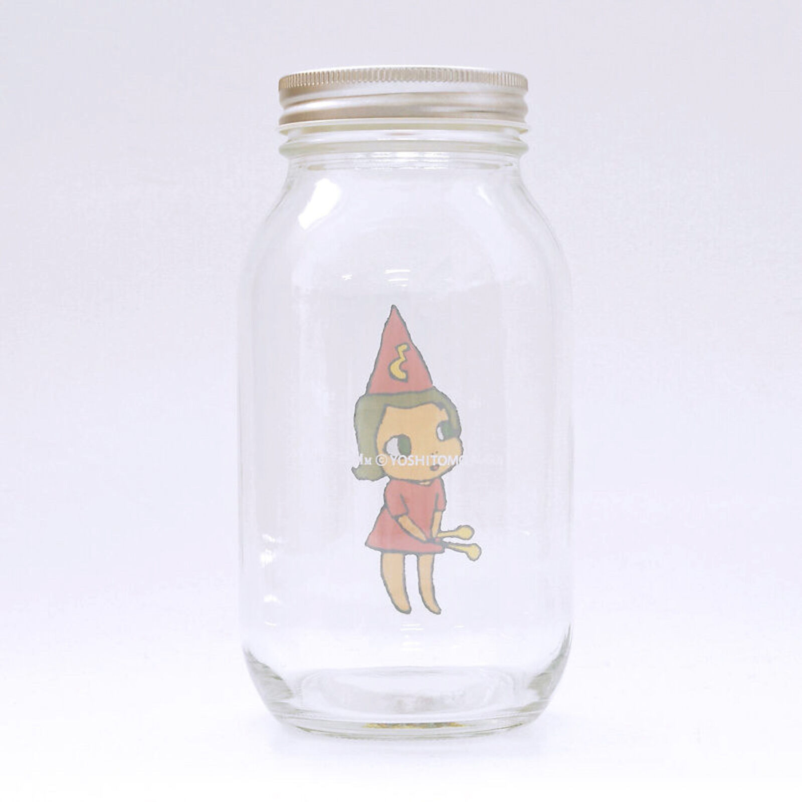 A set of three glass jars with cartoon characters on them.