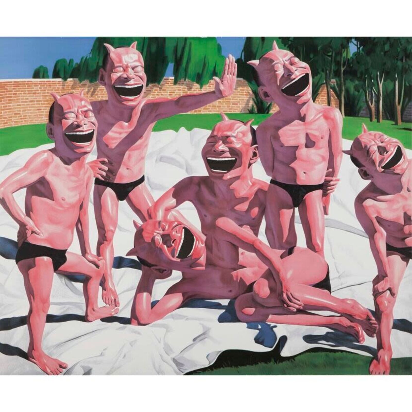 Artwork by Yue Minjun, Backyard Garden, Made of Lithograph on paper 