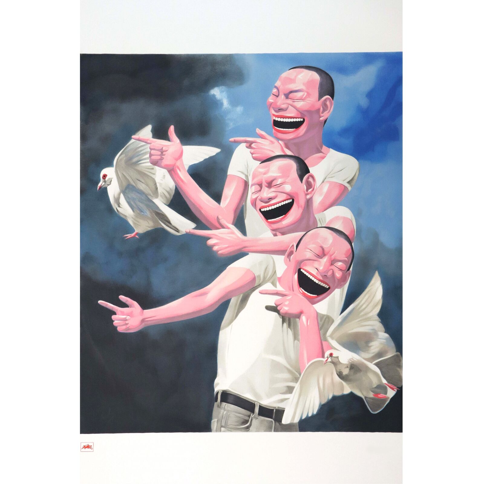 Artwork by Yue Minjun, Birds of Peace, Made of Lithograph on paper 