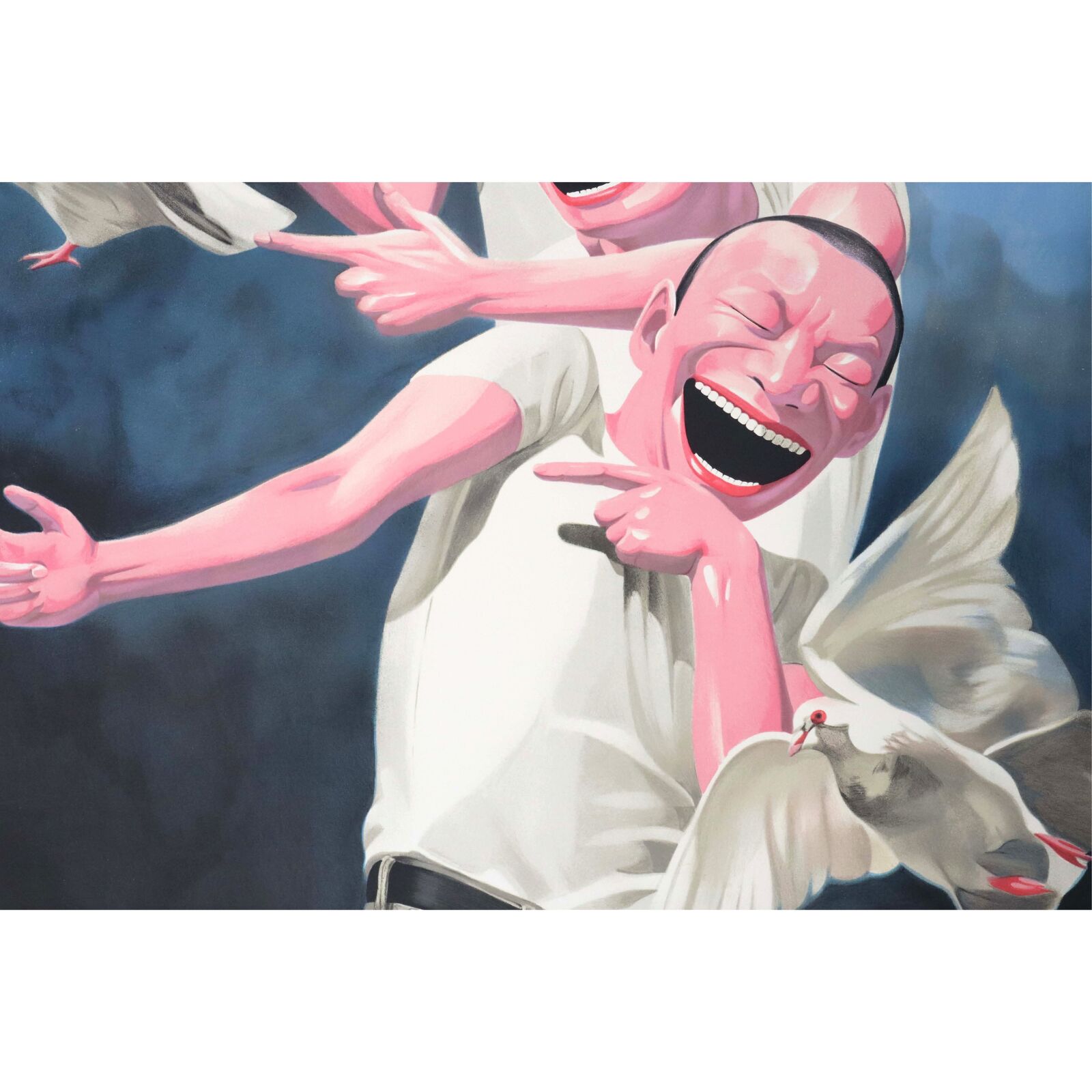 Artwork by Yue Minjun, Birds of Peace, Made of Lithograph on paper 