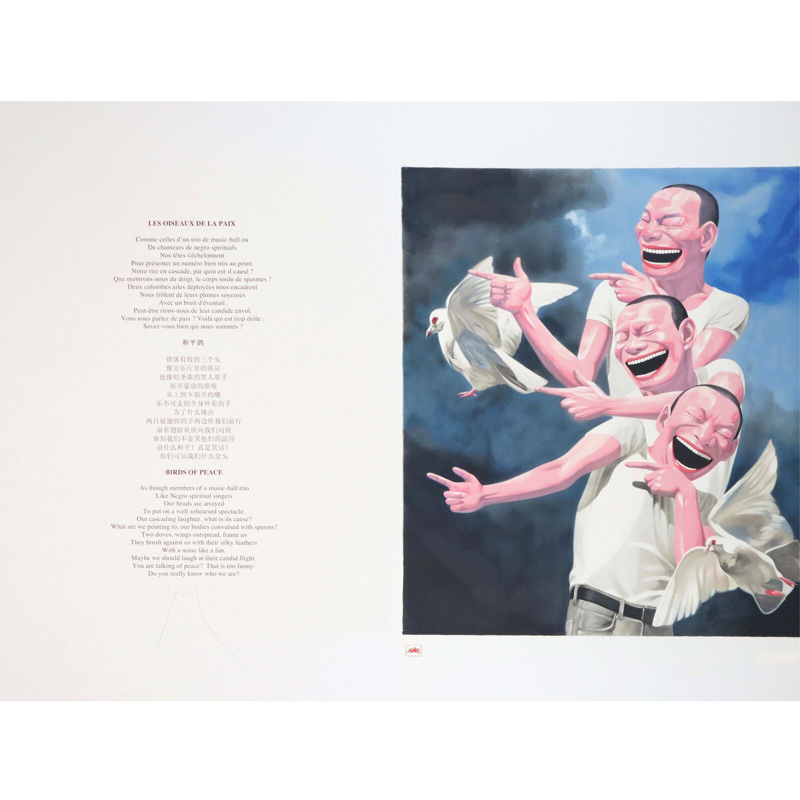 Artwork by Yue Minjun, Birds of Peace, Made of Lithograph on paper 