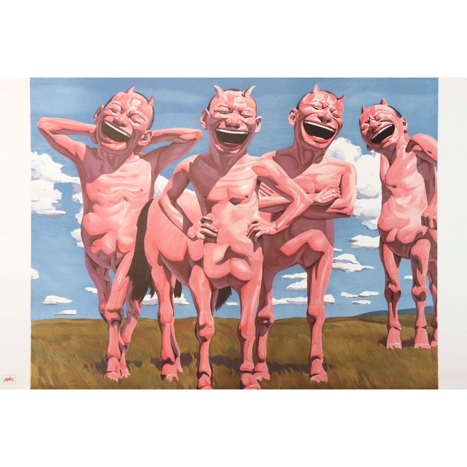 Artwork by Yue Minjun, Paean on Grassland, Made of Lithography 