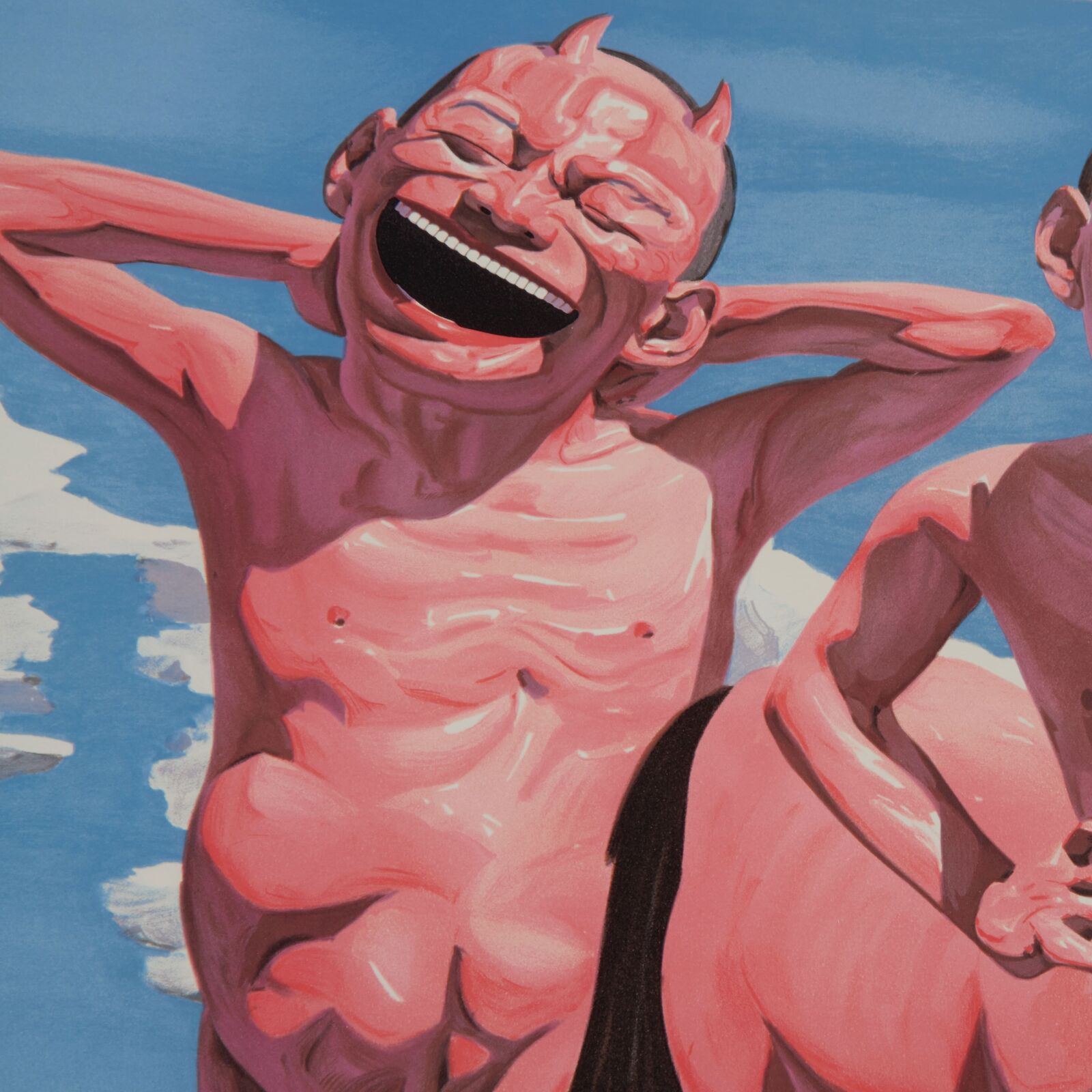 Artwork by Yue Minjun, Paean on Grassland, Made of Lithography 