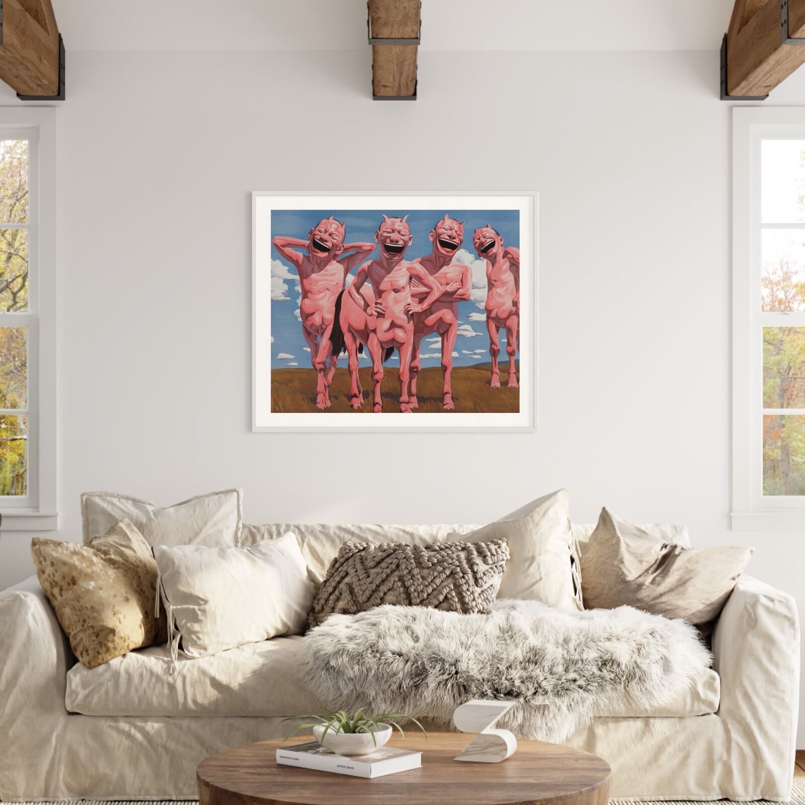 Artwork by Yue Minjun, Paean on Grassland, Made of Lithography 