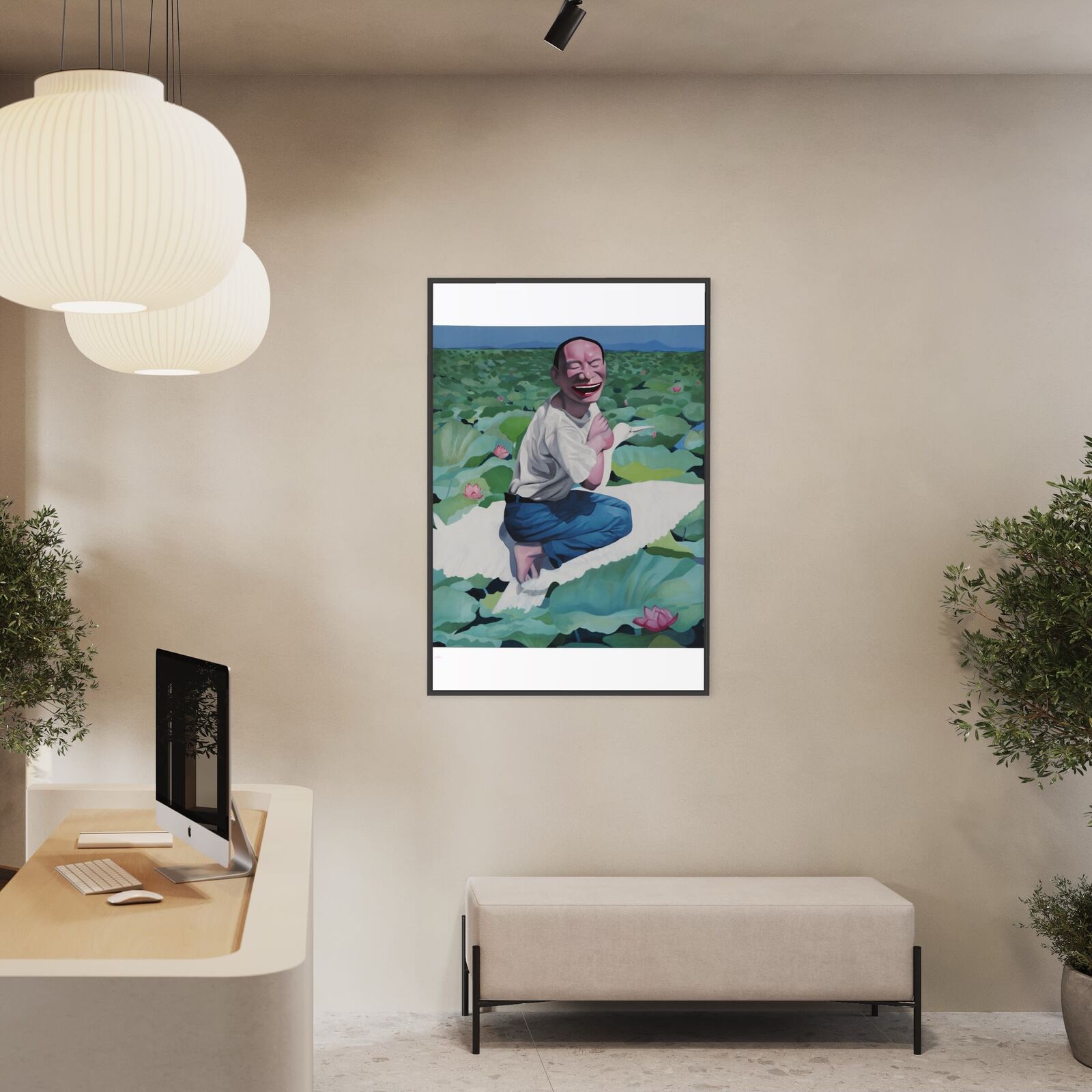 Artwork by Yue Minjun, Lotus Pool, Made of Lithograph on paper 