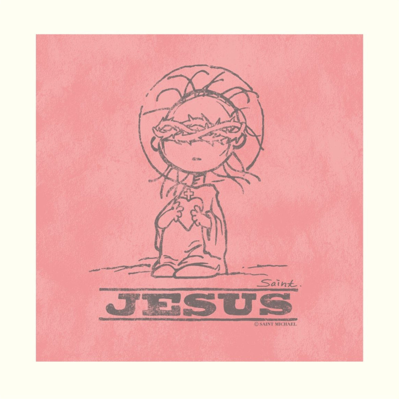 A drawing of a little girl with a crown of thorns on her head.