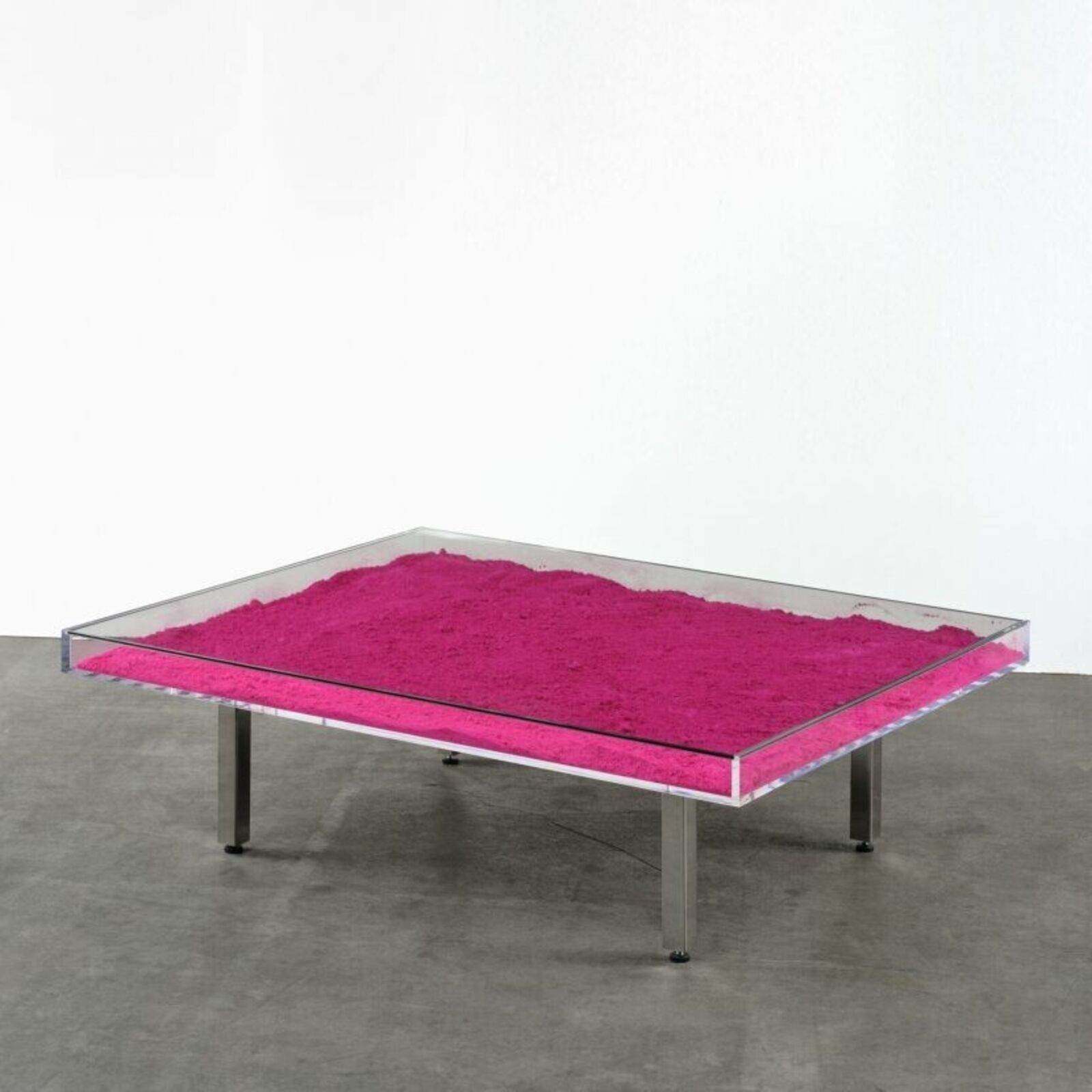 Artwork by Yves Klein, Table "Monopink™", Made of Rose Pigment, Glass, Plexiglass, Wood and Steel 