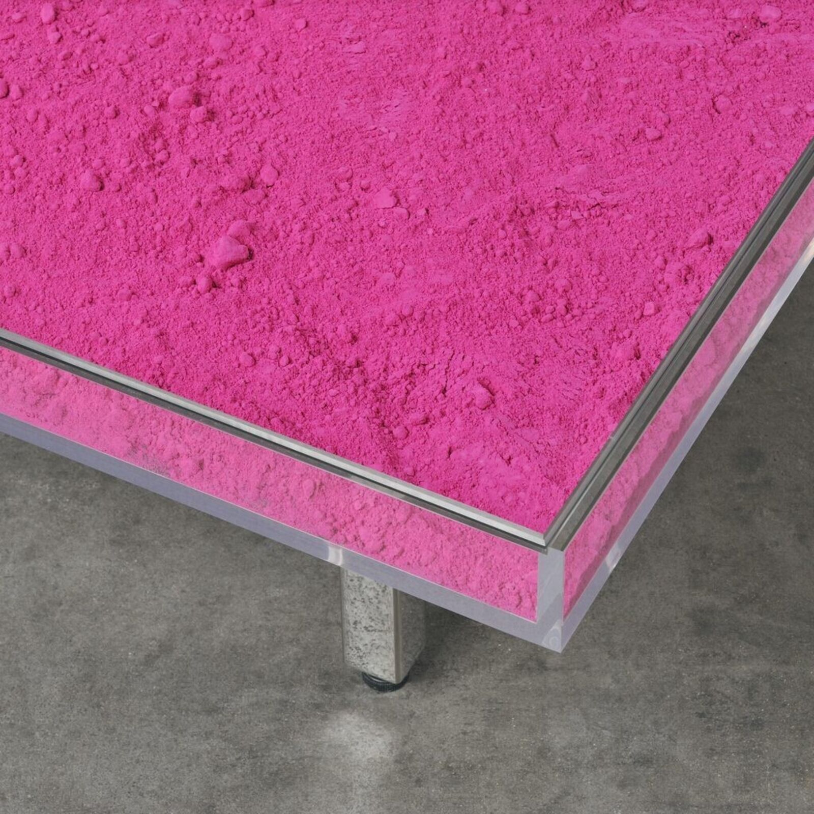 Artwork by Yves Klein, Table "Monopink™", Made of Rose Pigment, Glass, Plexiglass, Wood and Steel 