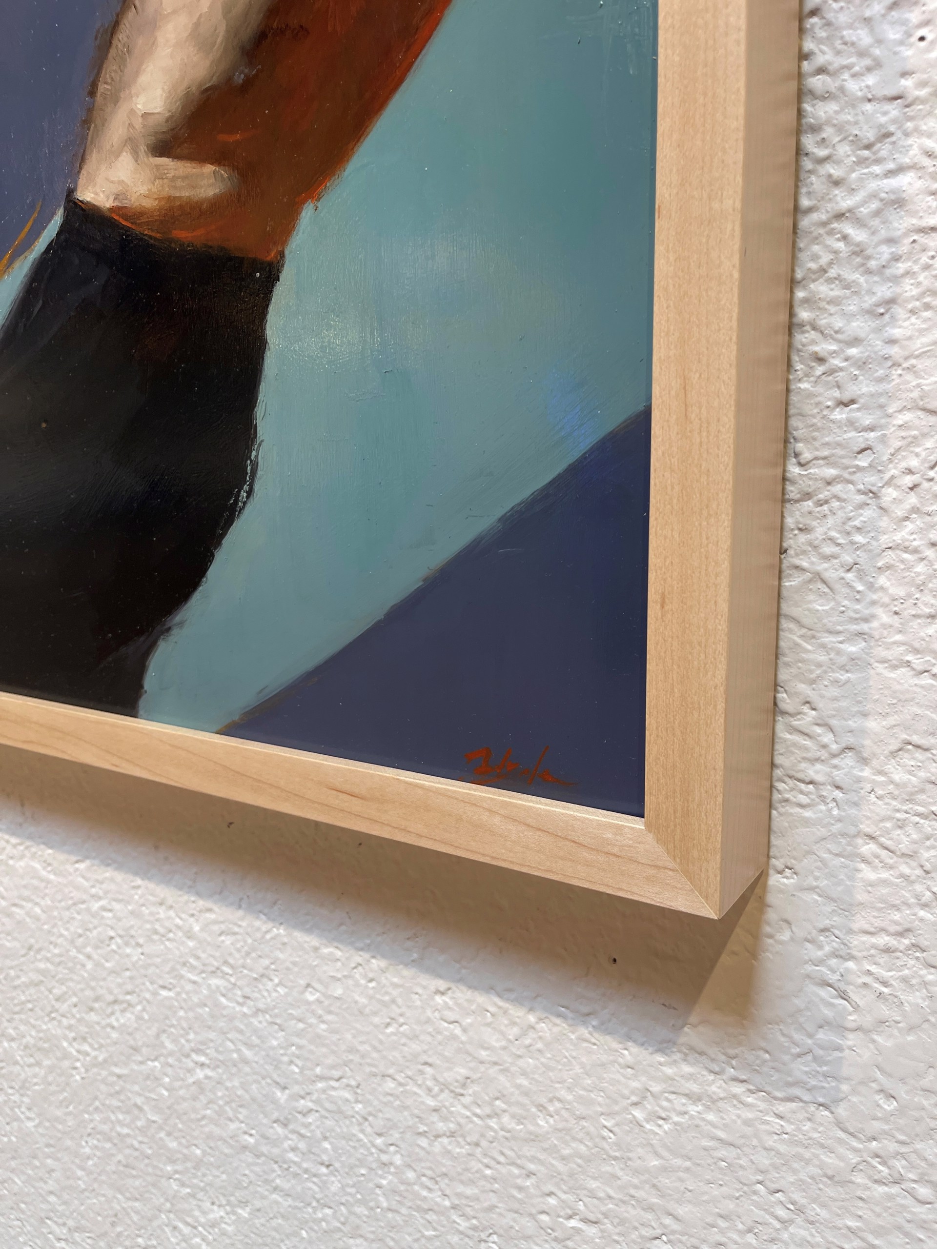 A painting of two men standing next to each other.